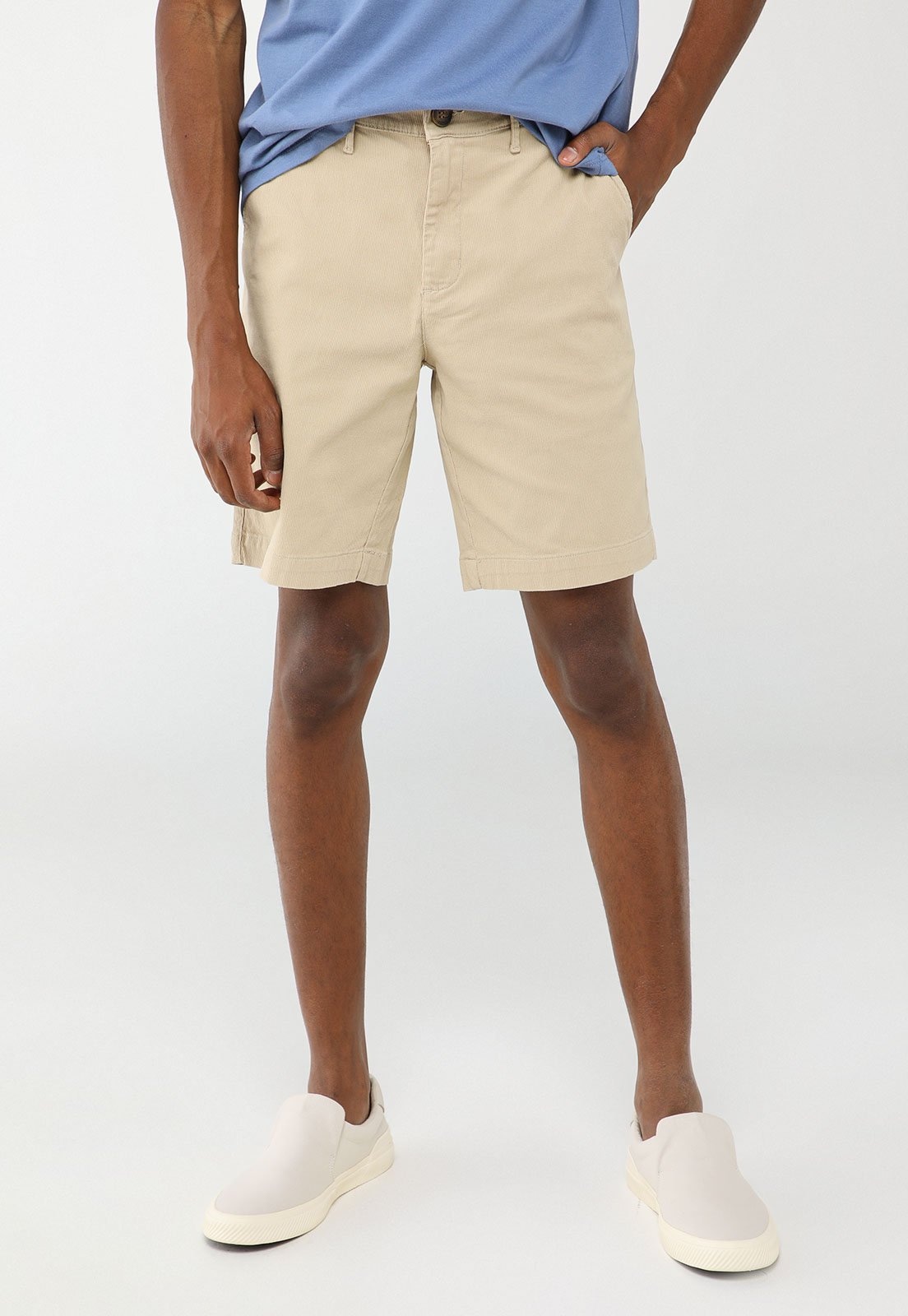 Imagem principal Bermuda Masculina Dudalina Sarja Texturizada Dudalina bege