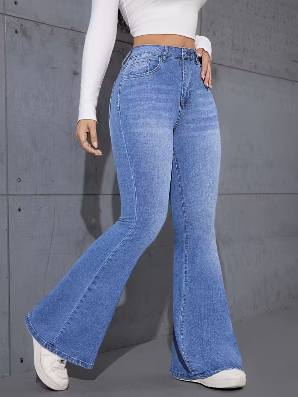 Imagem principal Calça Flare Feminina Casual e Confortavel Elegante Dia a Dia Alpha Street Wear azul/jeans