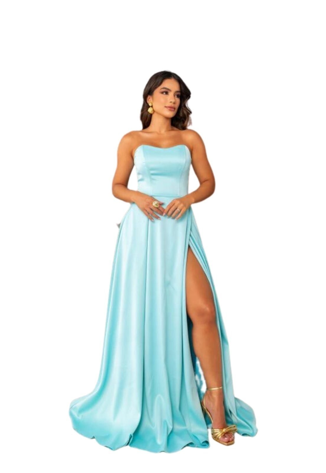 Imagem principal Vestido Longo de Festa Madrinhas Casamento Tomara que Caia Corselete com Fenda Gabriela Tiffany Cia do Vestido verde