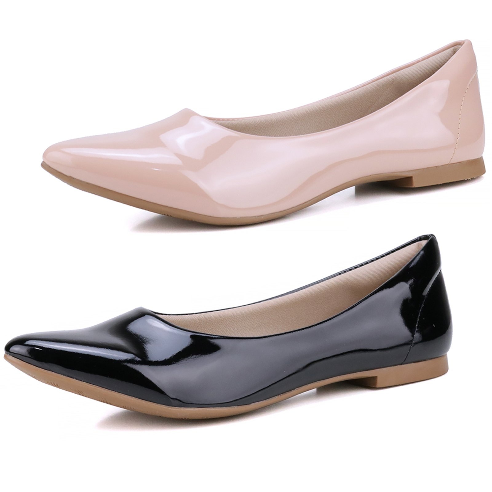 Imagem principal Kit 2 Pares de Sapatilha Mr Gutt Bico Fino Verniz Preto Mr. Gutt nude/preto nude