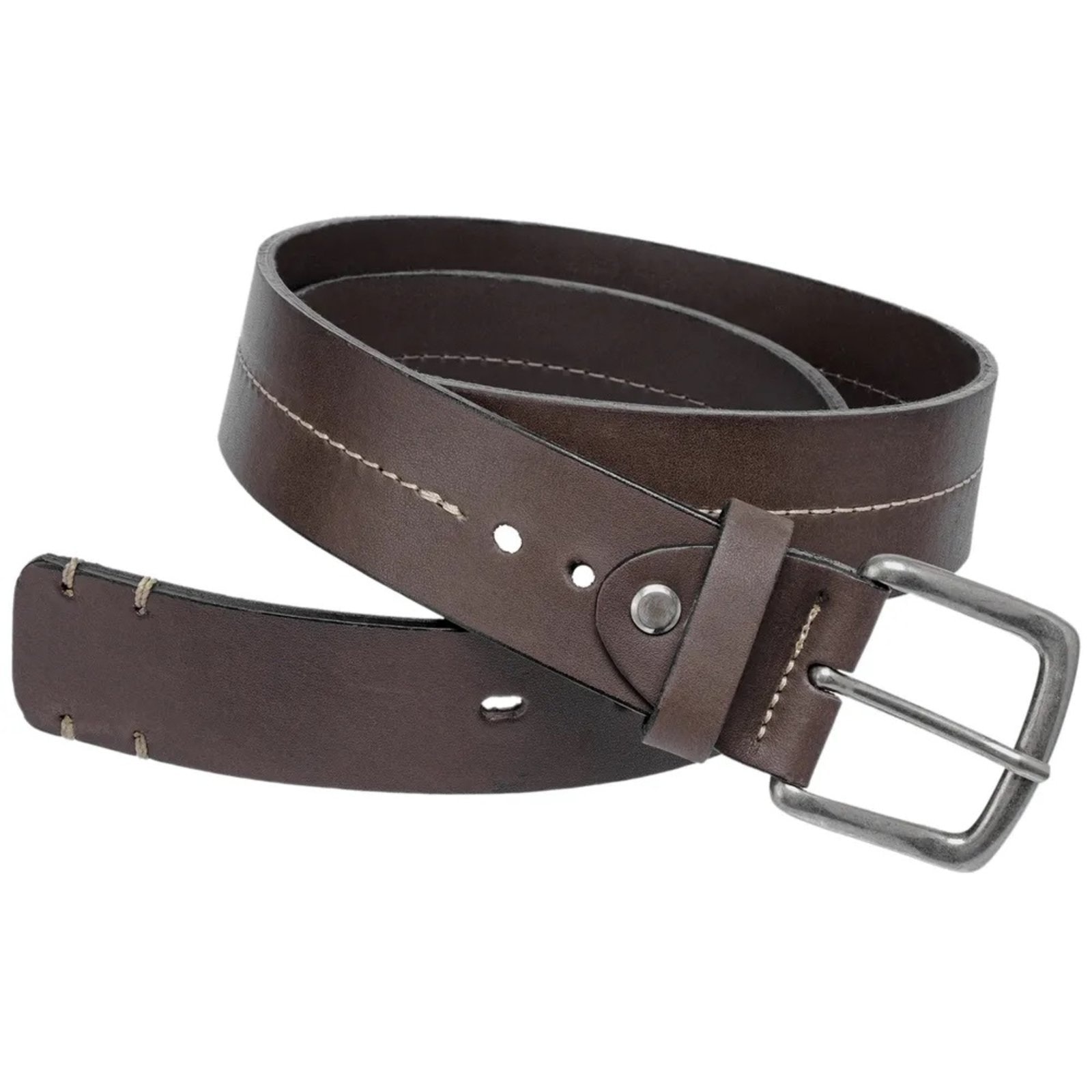 Imagem principal Cinto Em Couro Látego Com Costura Fivela Em Níquel Envelhecido 705_40M Malbork marrom