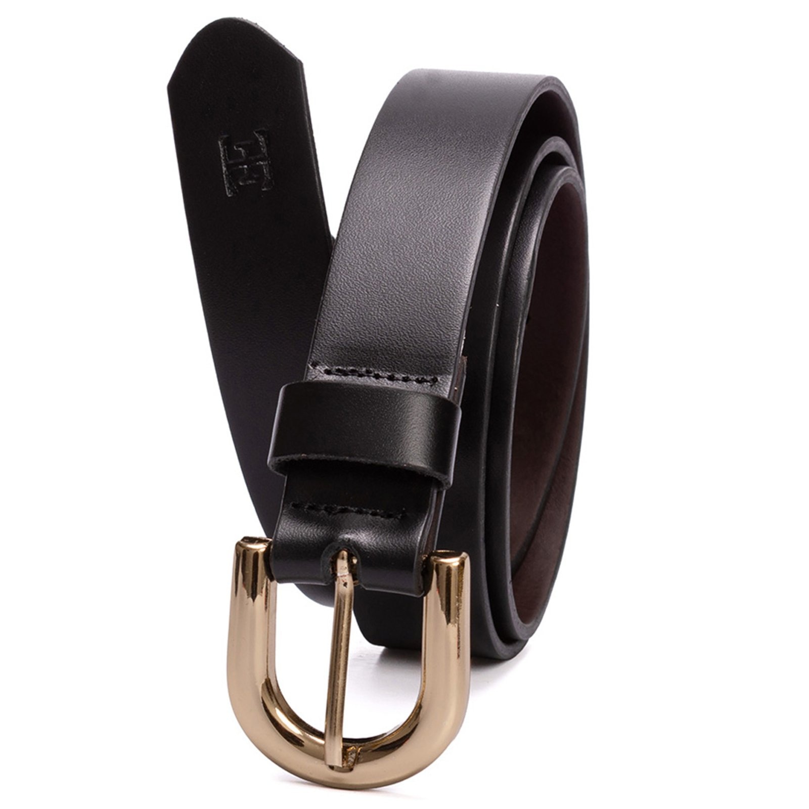 Imagem principal Cinto feminino em couro com fivela dourada na cor USEPELLE preto