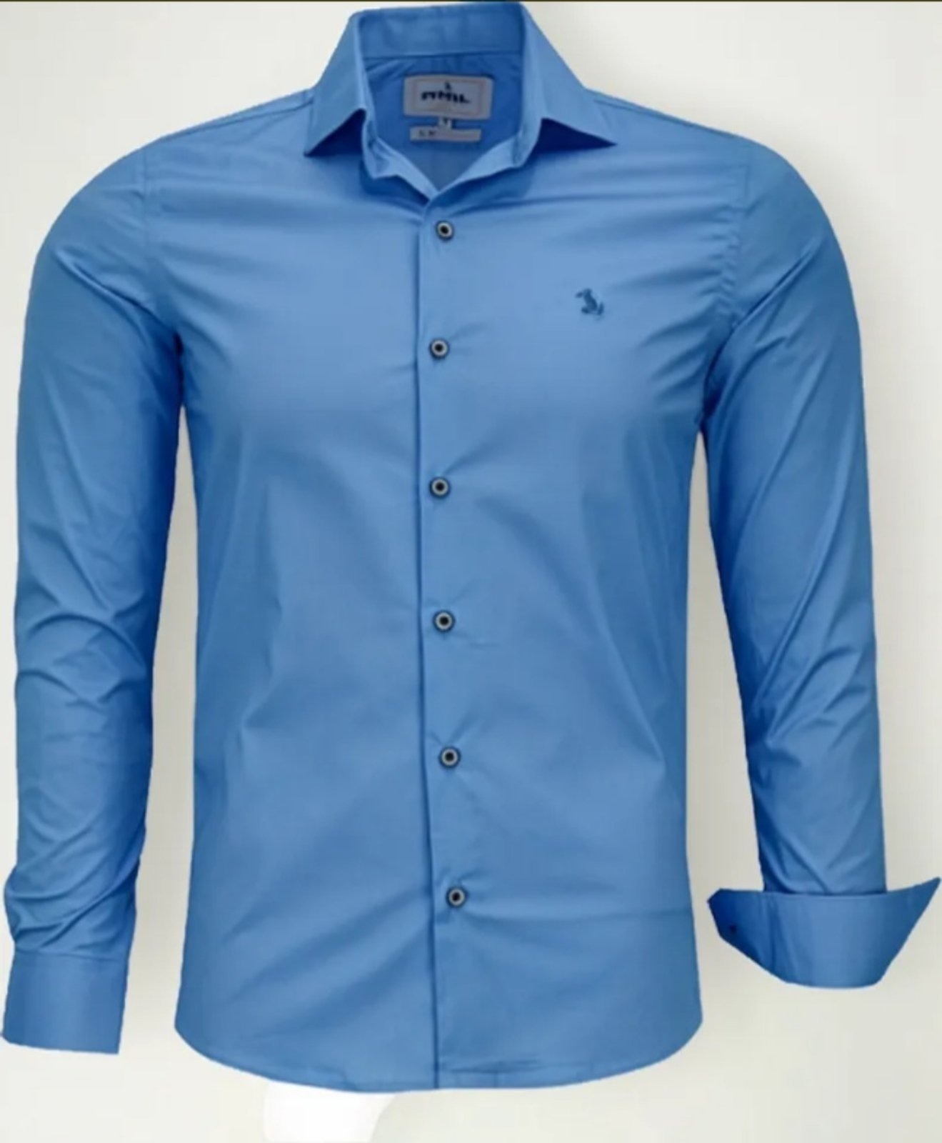 Imagem principal Camisa Social Amil Slim Astro Algodão Com Elastano Macia Manga Longa Luxo médio Amil azul