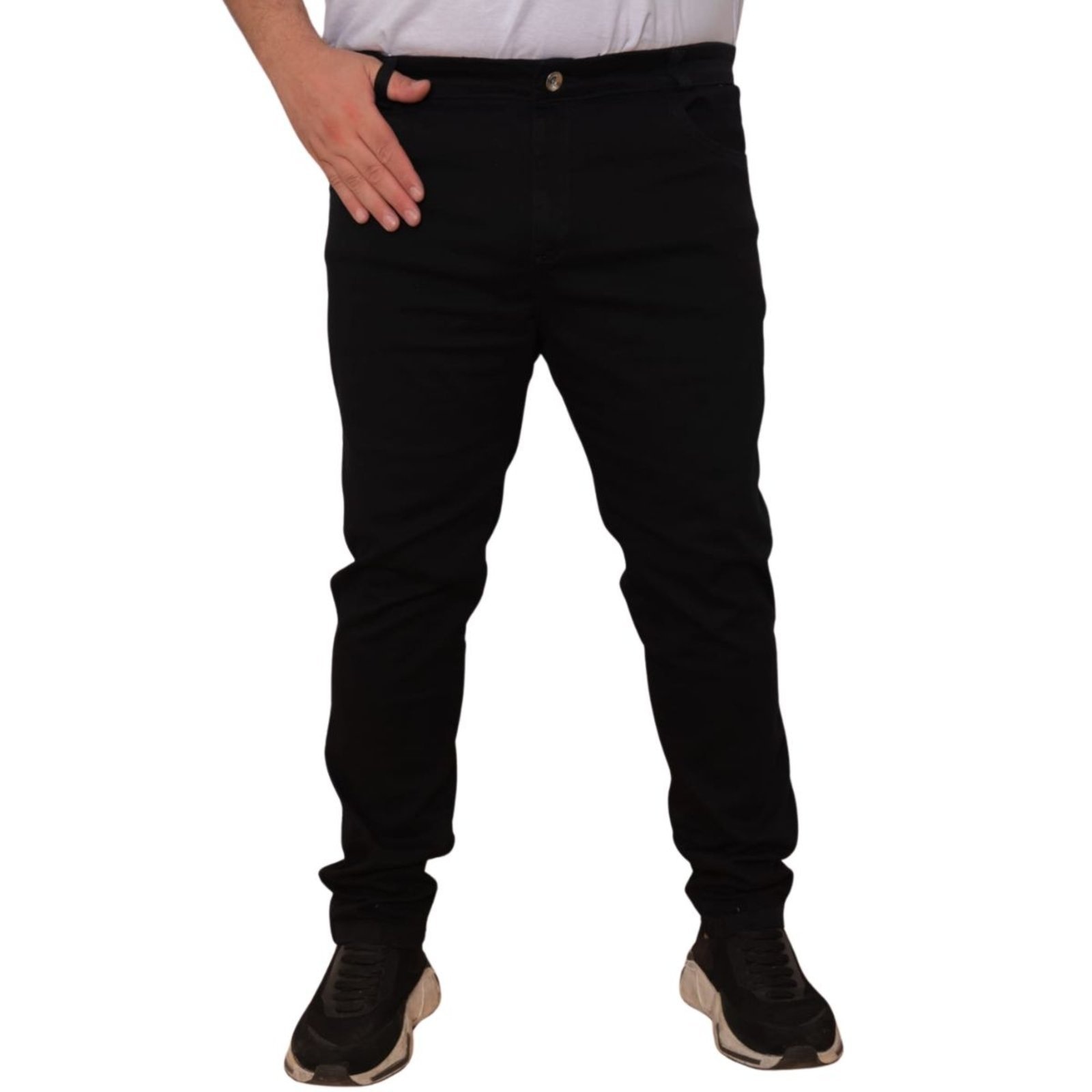 Imagem principal Calça Preta Tradicional Masculina Plus Size JEANS LIGHT preto