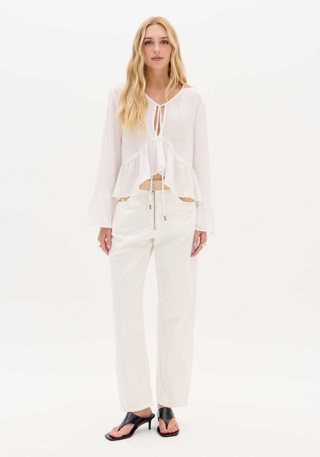 Imagem principal Calça Sarja Barrel Cintura Média My Favorite Things branco