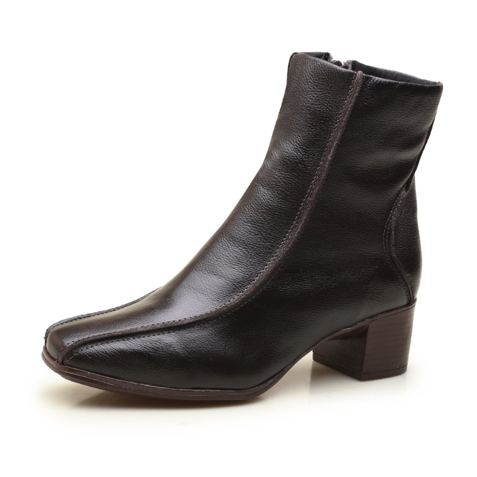 Imagem principal Bota Feminina Em Legítimo Com Zíper Confortável Luciana Madus café