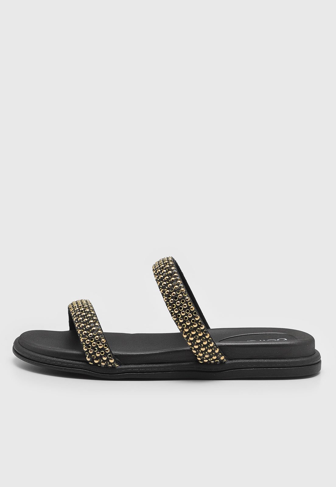 Imagem principal Rasteira Beira Rio Tiras Pedrarias Preta e Dourada BEIRA RIO preto