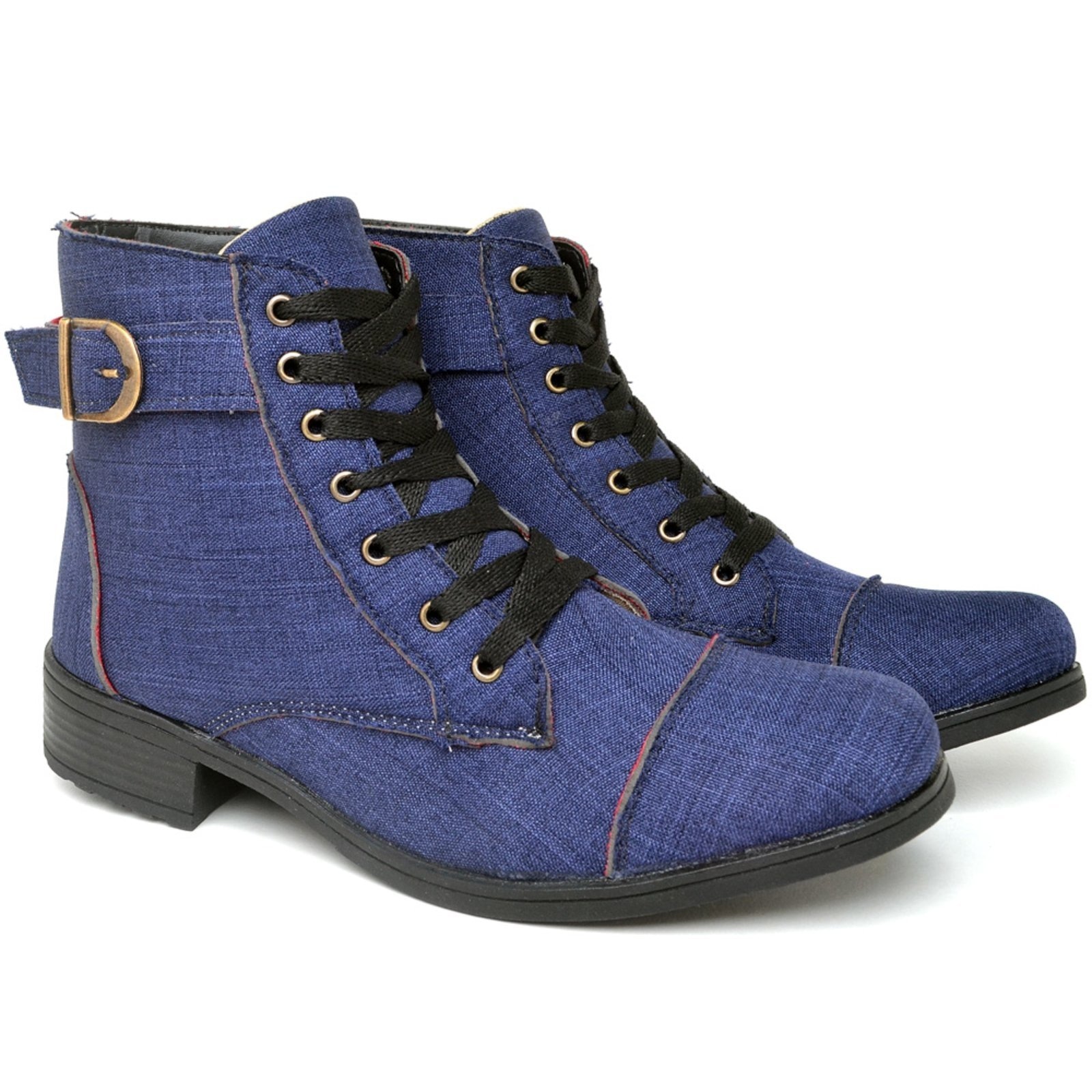Imagem principal Bota Feminina Coturno Salto Baixo Cano Medio 022 Footworks azul/jeans