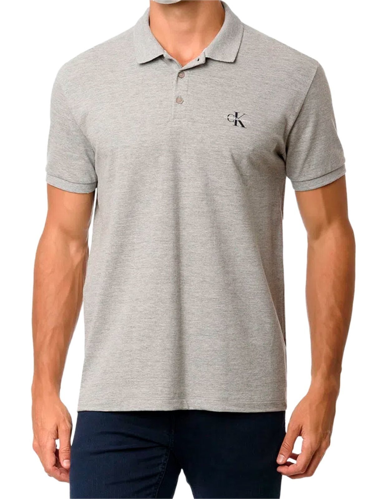 Imagem principal Polo Calvin Klein Jeans Masculina Piquet Regular Re Issue Mescla Calvin Klein cinza