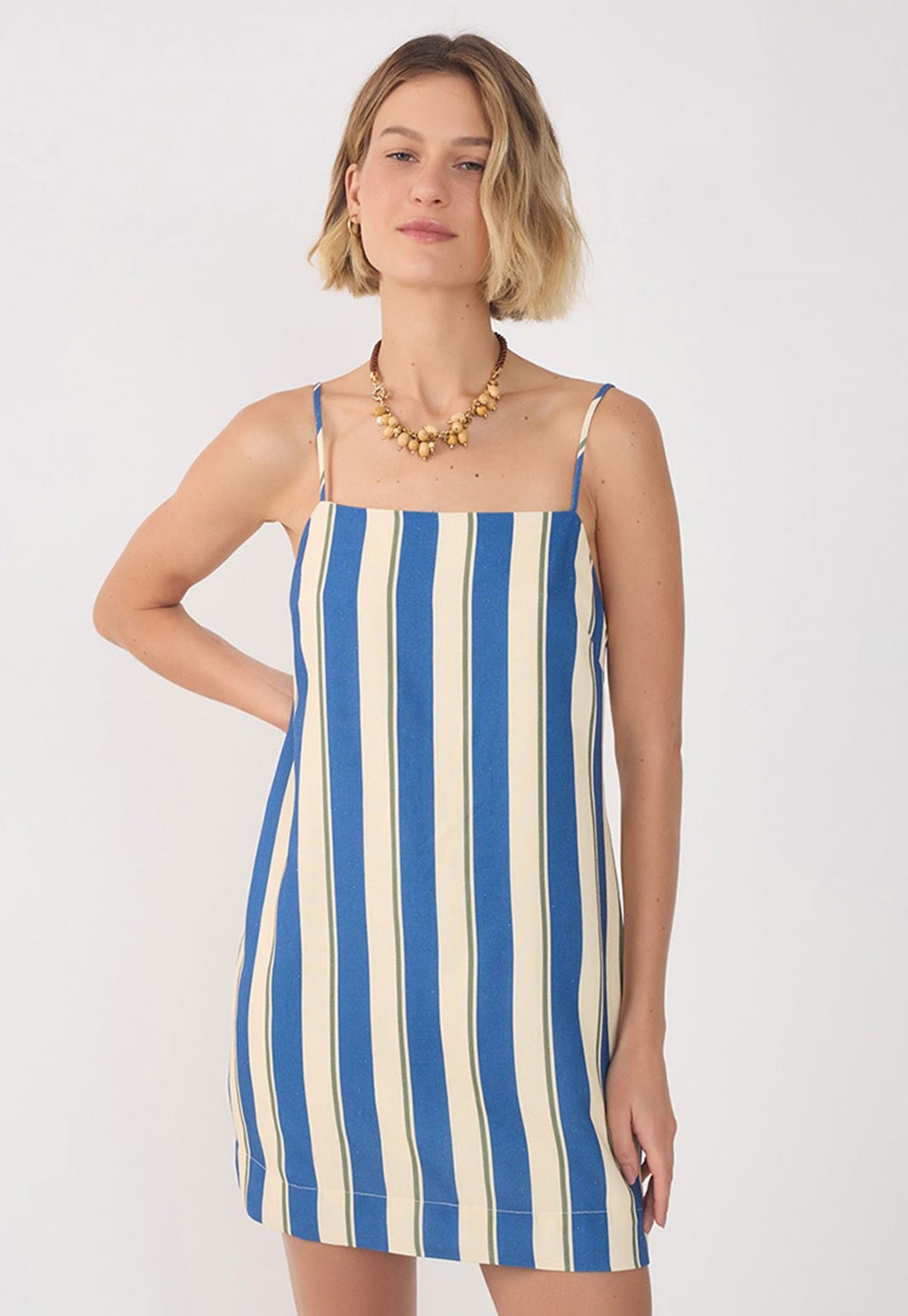 Imagem principal Vestido Dress To Curto Alça Ajuste Listrado Dress to azul