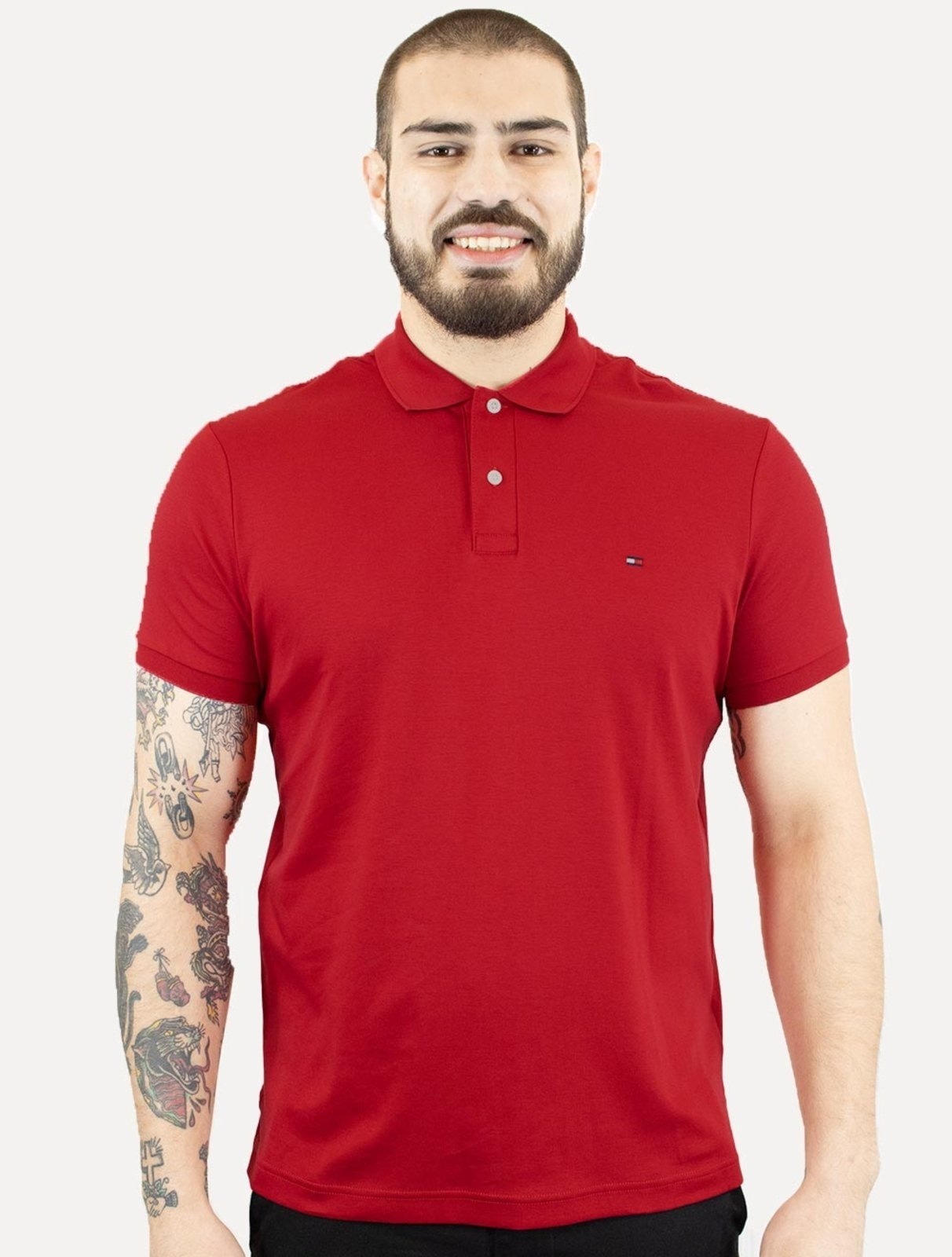 Imagem principal Polo Tommy Hilfiger Masculina Malha Liquid Cotton Seasonal Vermelha Tommy Hilfiger vermelho