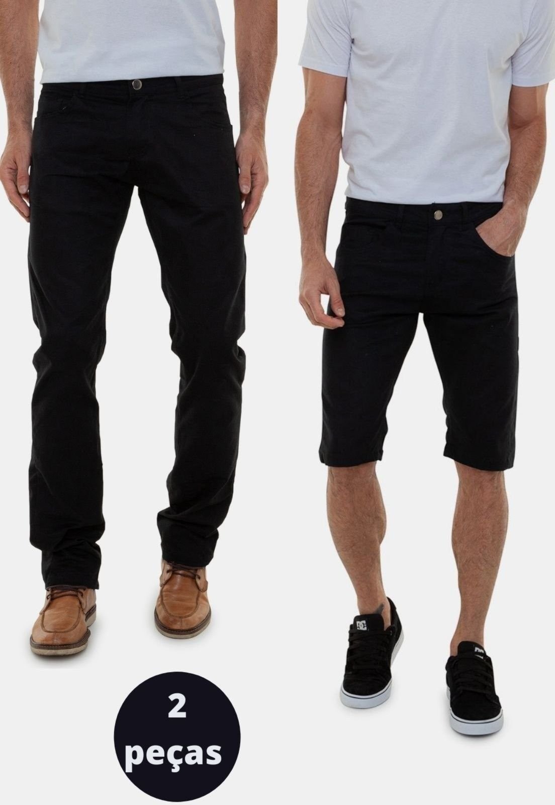 Imagem principal Kit Bermuda Sarja e Calça Sarja Masculina Preta Versatti Versatti Jeans preto