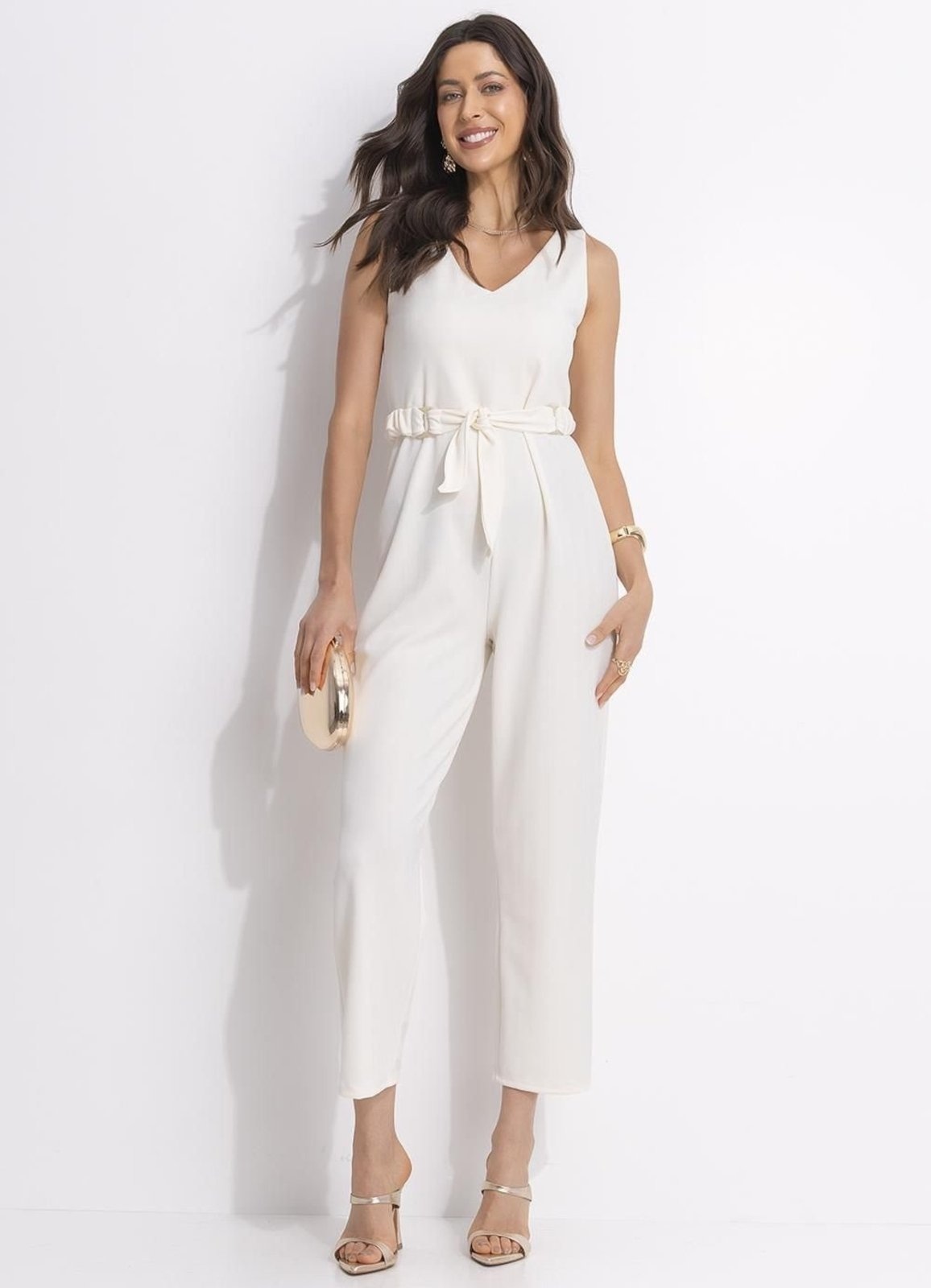 Imagem principal Macacão Em Malha Estruturada Off White Quintess bege white