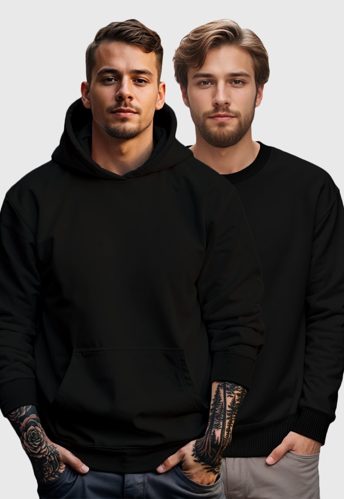 Imagem principal Kit 2 Blusas Moletom Masculino Gola Redonda e Canguru Benellys preto