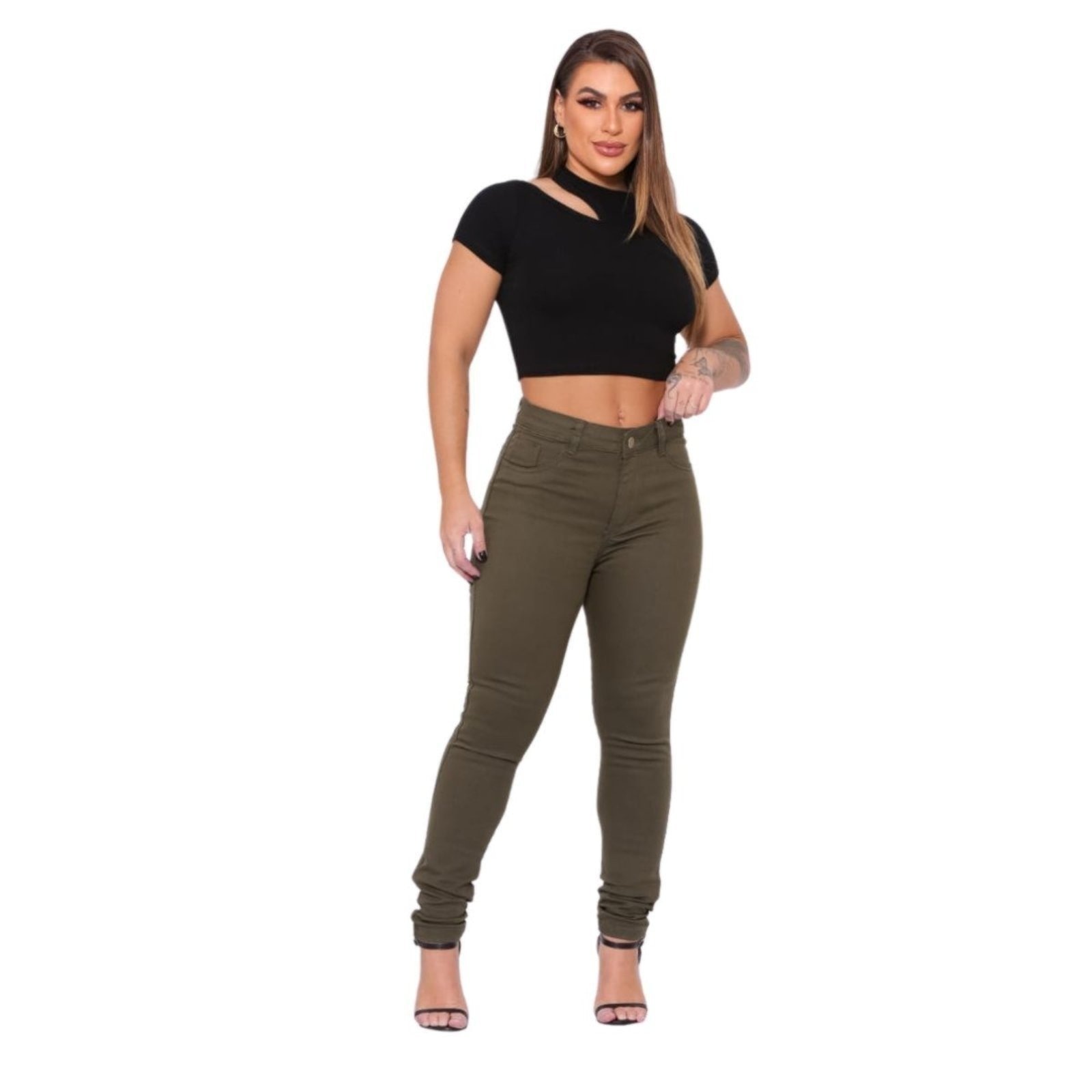 Imagem principal Calça Feminina Skinny Sarja Alleppo Jeans verde