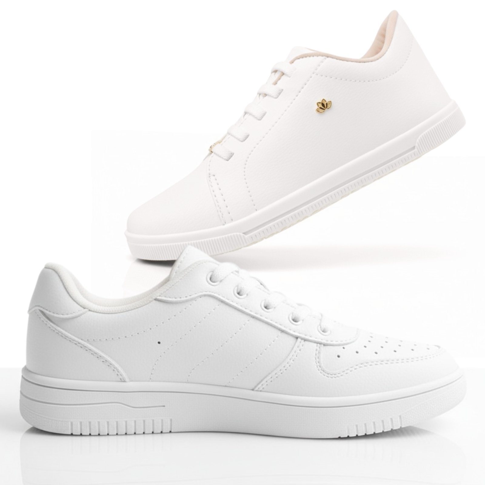 Imagem principal Kit Tênis Sneakers Casual Confortável Fashion White Atemporal Sapatofran branco/rosê white