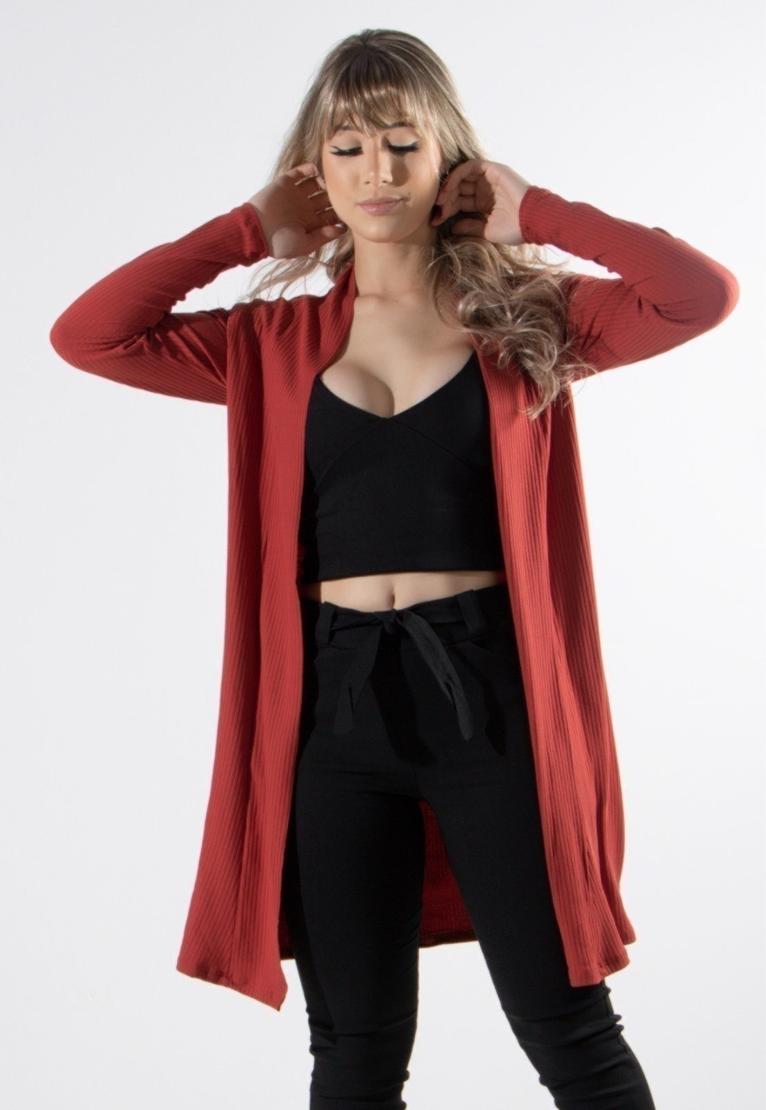 Imagem principal Cardigan Kimono Vekyo Canelado Terracota VEKYO multicolorido