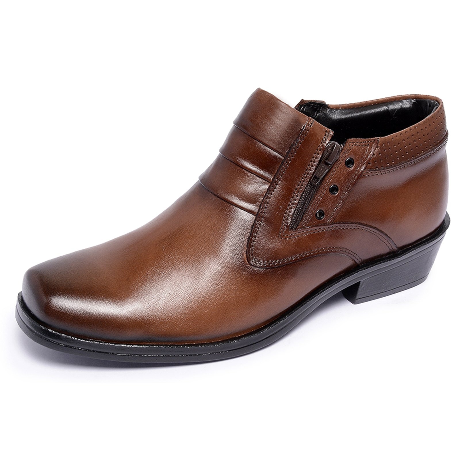 Imagem principal Bota Botina Country Ferrile em Couro Bico Quadrado Zíper Café Ferrile marrom