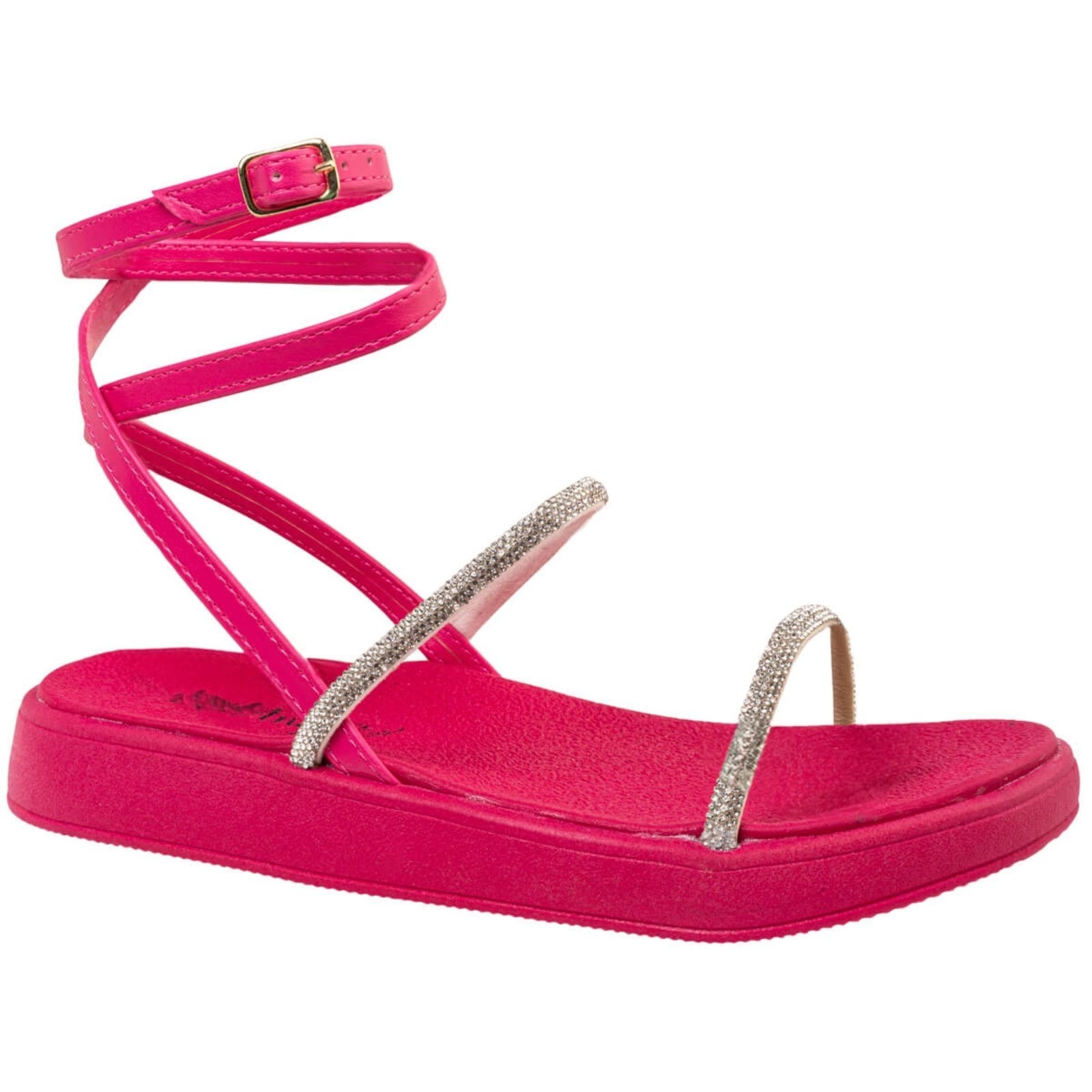 Imagem principal Sandalia Papete Feminina Flatform Tira de Strass Confortável Anatomica Via Angel 7501 VIA ANGEL pink