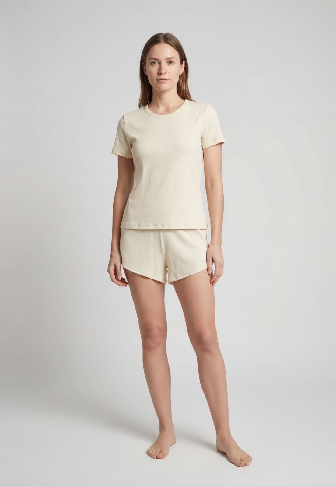 Imagem principal Conjunto Pijama Feminino Hering Decote Redondo Off-White Hering off-white white