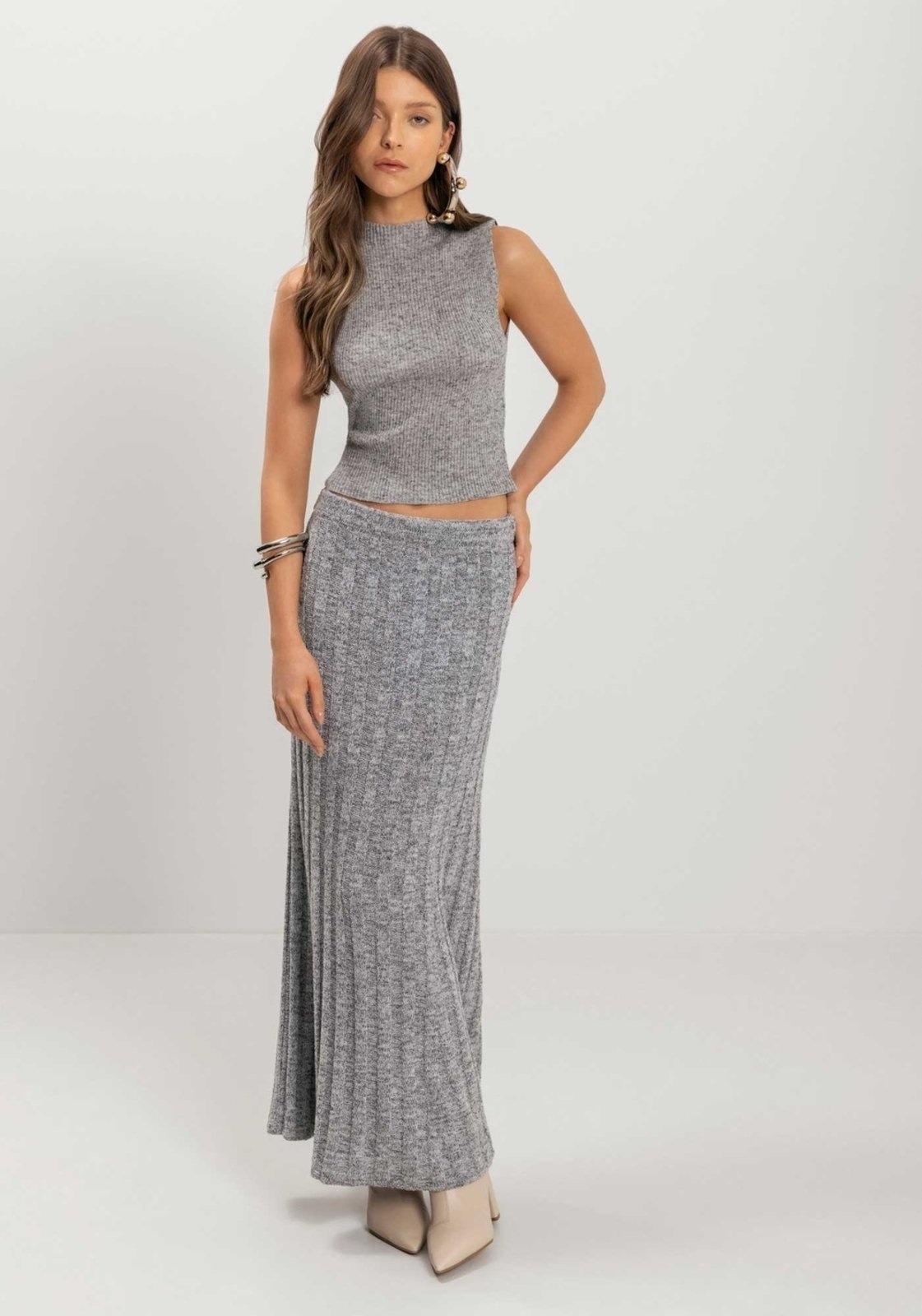 Imagem principal Saia Longa De Tricô Com Cintura Média Lez a Lez preto