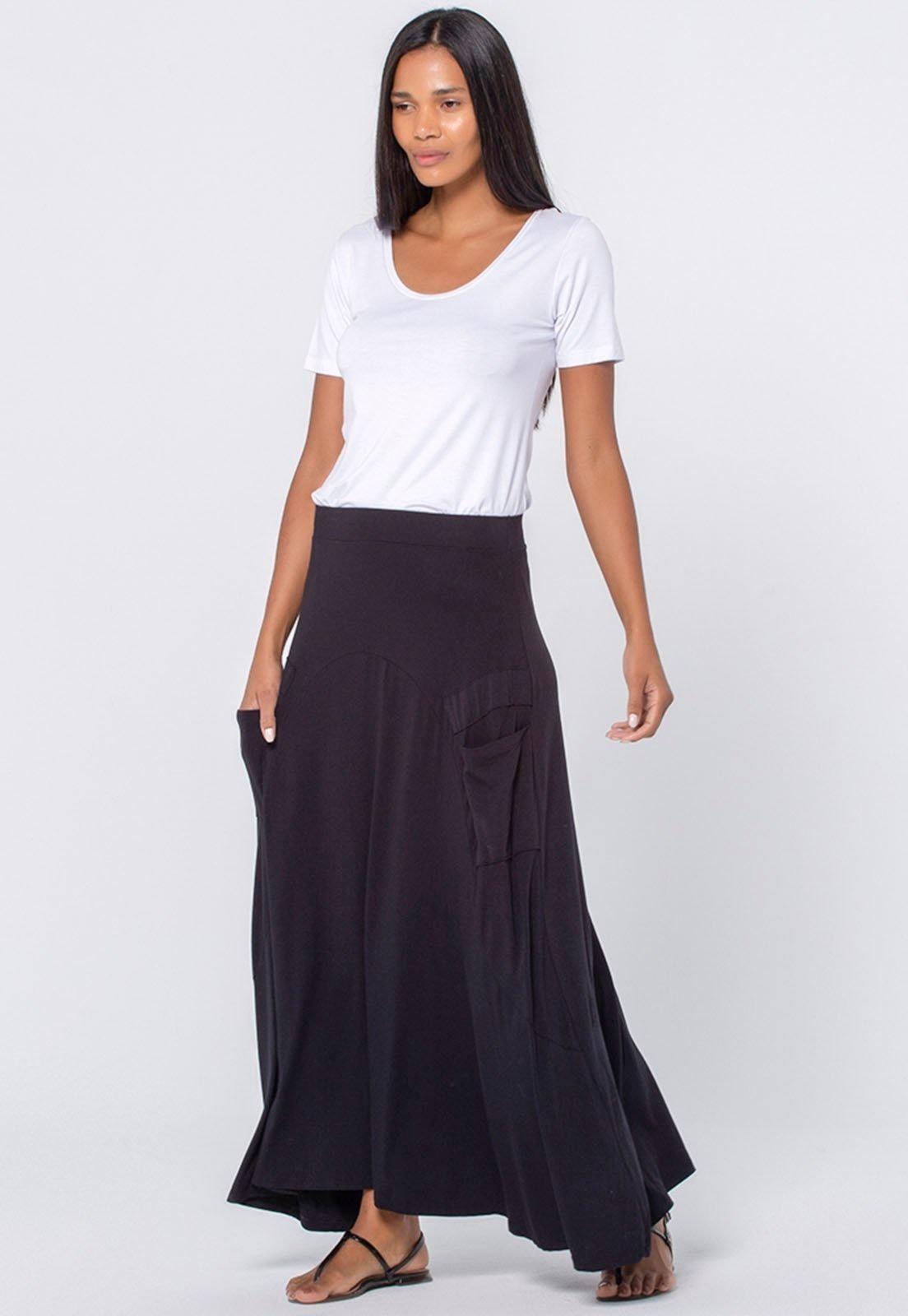 Imagem principal Saia Longa Amazonia Vital Malha com Bolso Preta Amazonia Vital preto