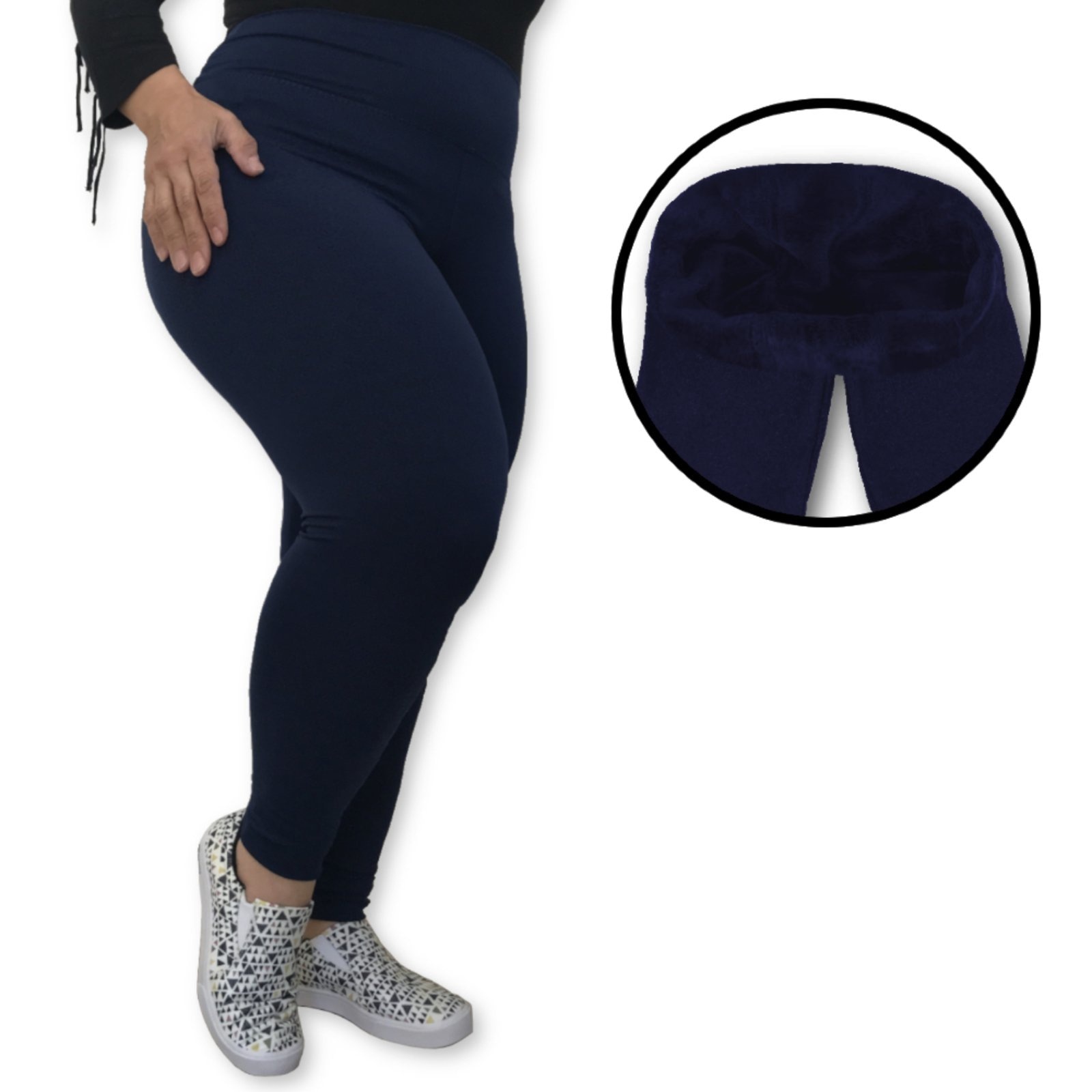 Imagem principal Calça Legging Plus Size Heide Ribeiro Flanelada Térmica Marinho Heide Ribeiro azul marinho