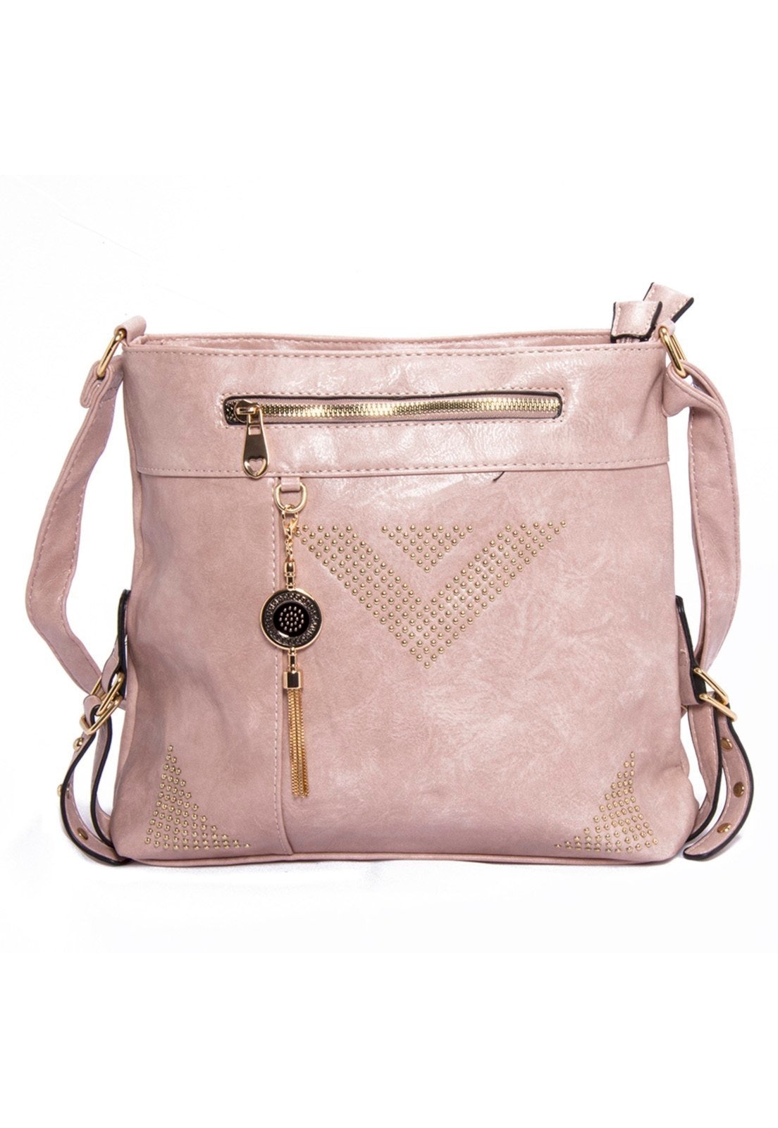 Imagem principal Bolsa Transversal Moderna Espaçosa Funcional Chaveiro Madami rosa