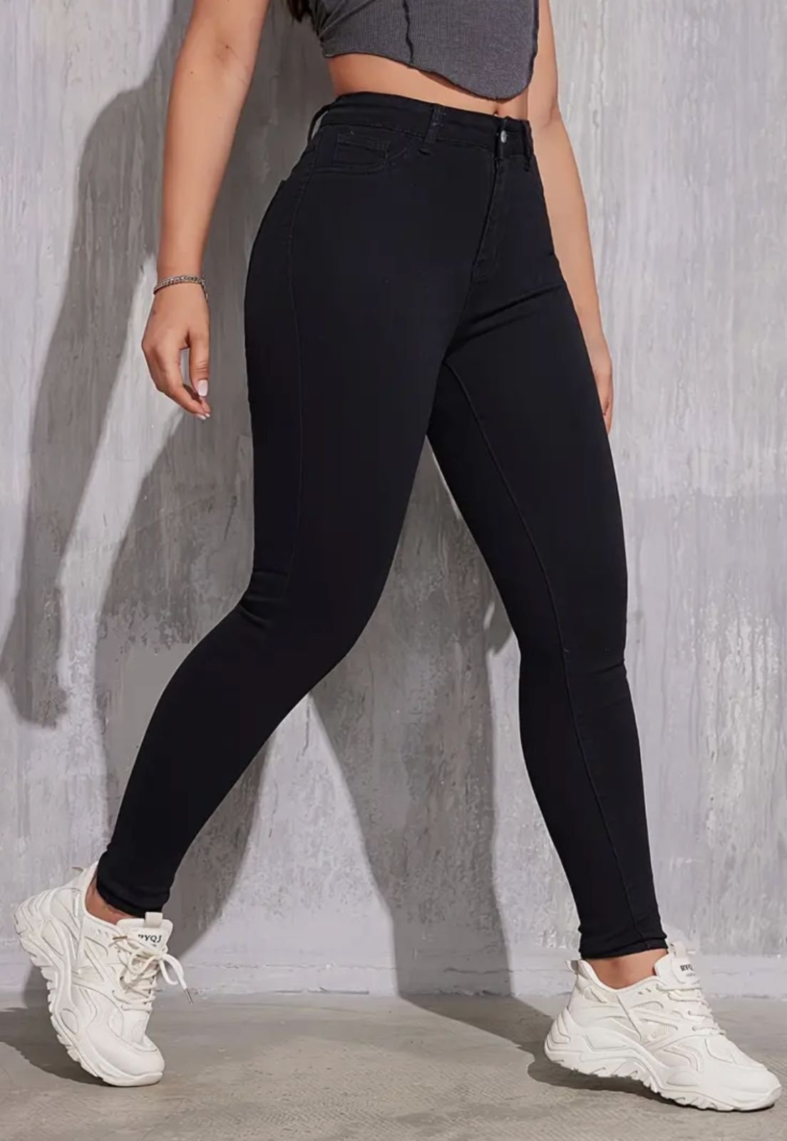 Imagem principal Calça Feminina jeans Skinny Cintura Alta com Elastano Elegante ED E A E JEANS preto