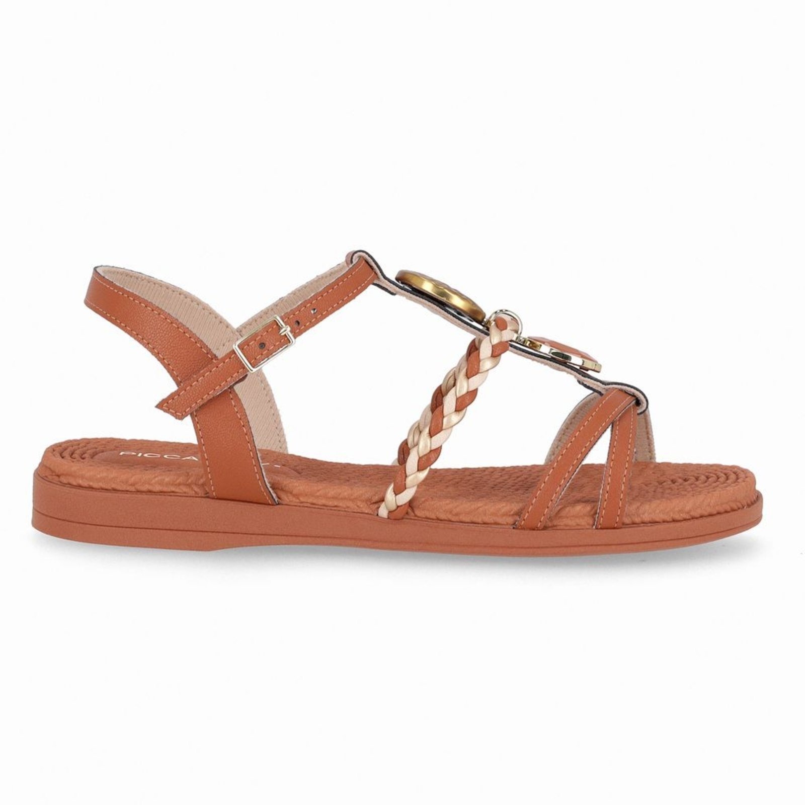 Imagem principal Rasteirinha Adla Ocre com Ouro Piccadilly bege ocre