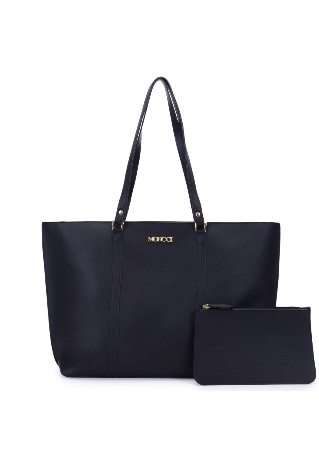 Imagem principal Bolsa Grande com fivela feminina cabe notebook bolsa faculdade trabalho casual MONCCI preto