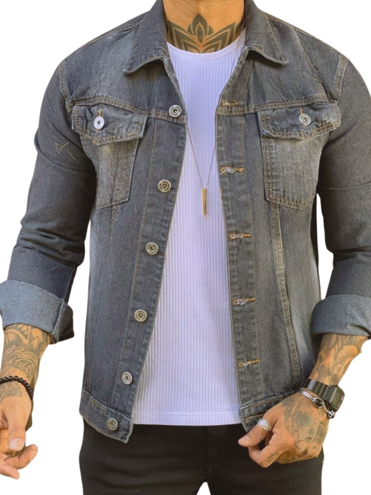 Imagem principal Jaqueta Masculina Jeans Light Marmorizado JEANS LIGHT cinza