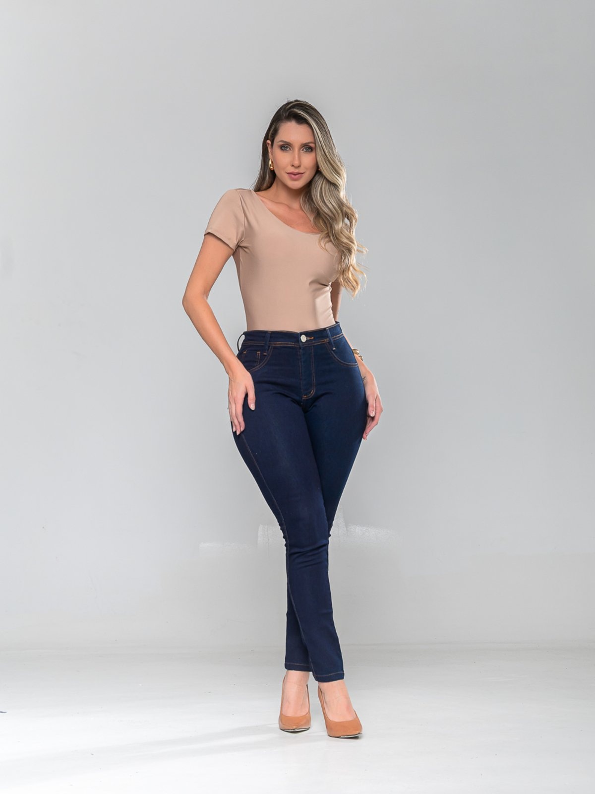 Imagem principal Calça Jeans Feminina Skinny Cintura Alta Escuro - KOVALI KOVALI FASHION STORE azul/azul marinho/jeans azul