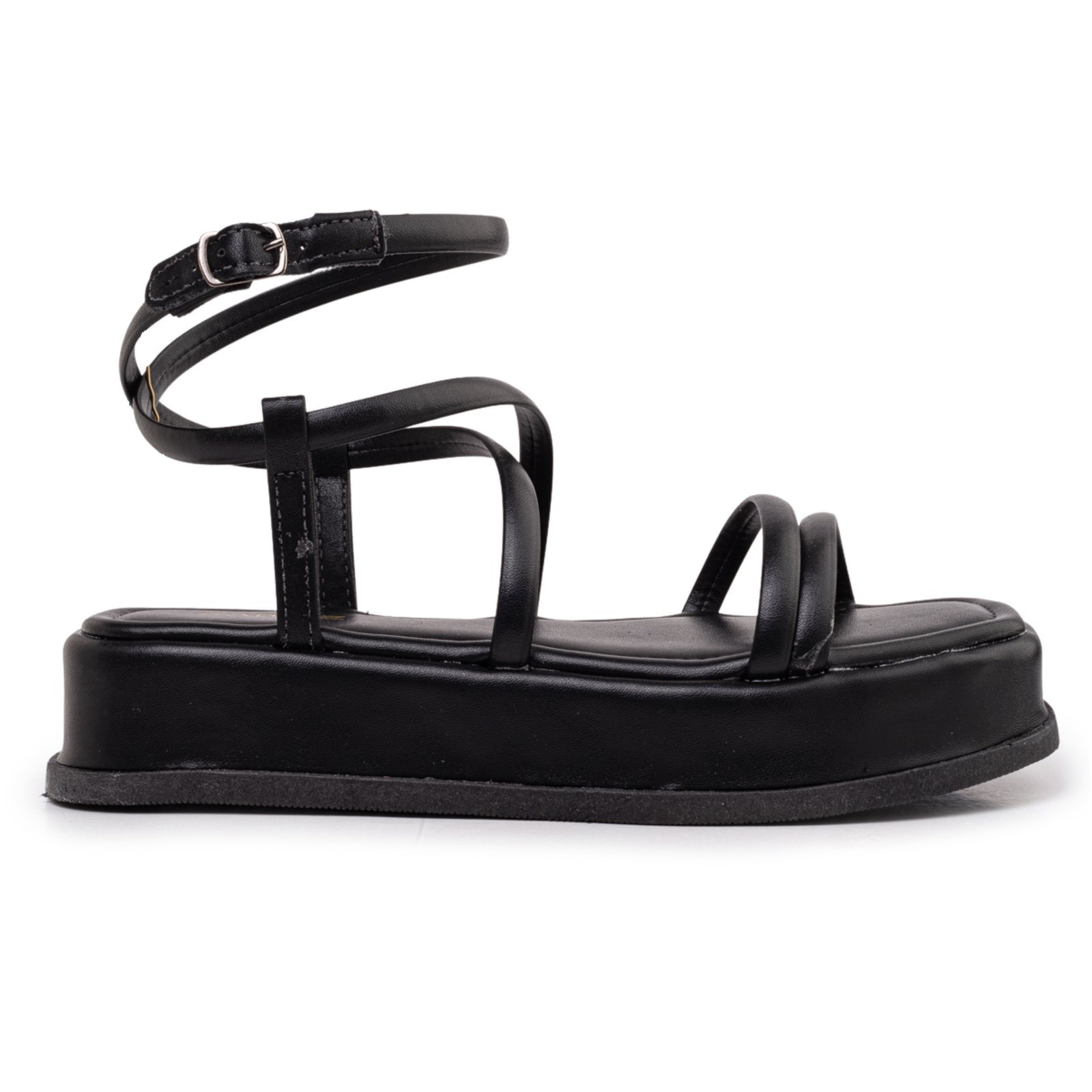 Imagem principal Sandália Feminina Flatform Tiras Metalizada Confortável Moda Napa ZATURE STORES preto