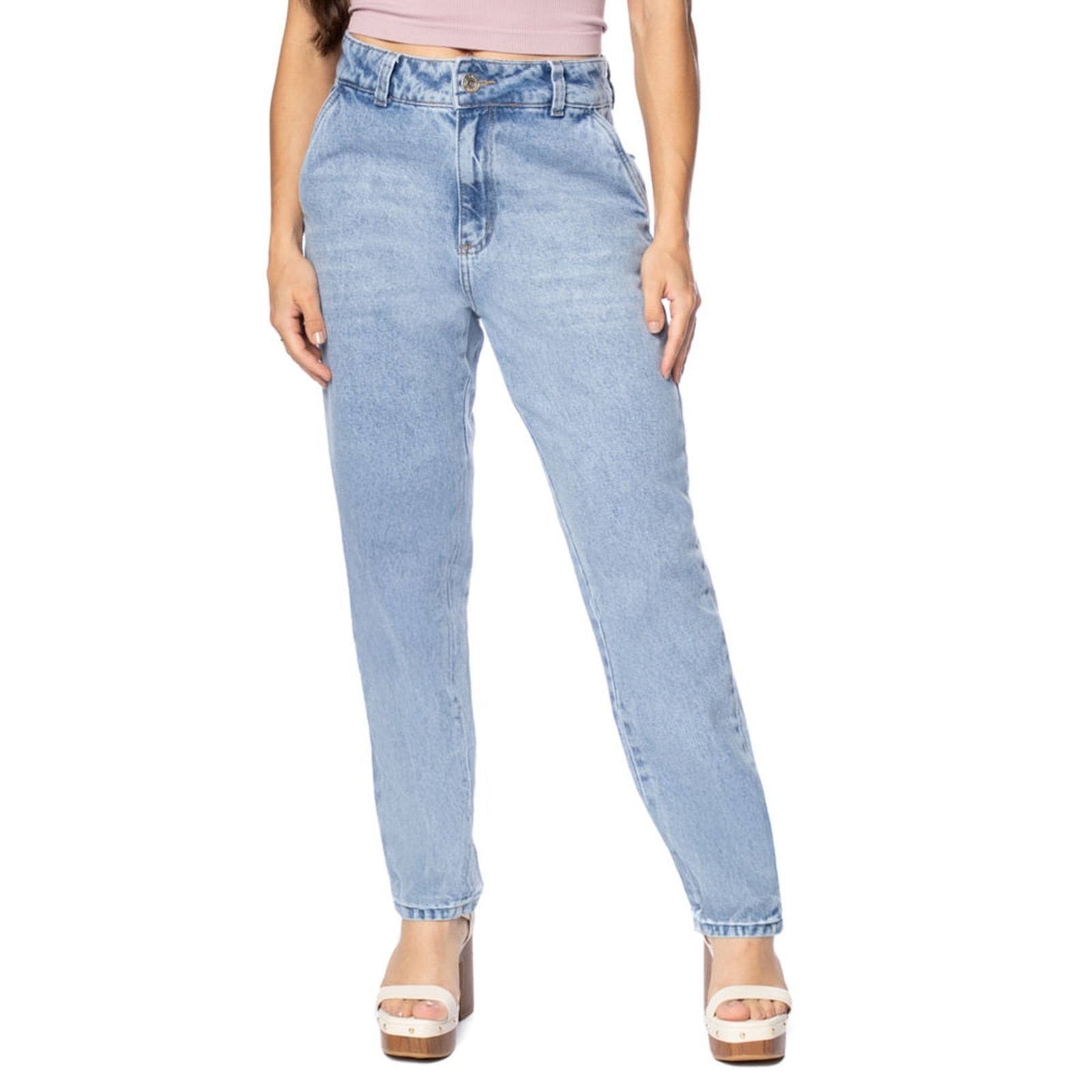 Imagem principal Calça Jeans Feminina Sawary Mom Tradicional Sawary azul