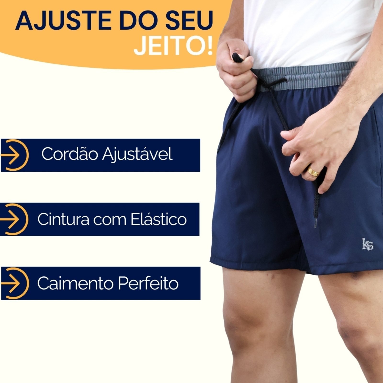 Imagem principal Kit 3 Short Academia Treino Bermuda Praia Masculina Tactel com Elastano KS azul/azul marinho/cinza/grafite/multicolorido/prata/preto