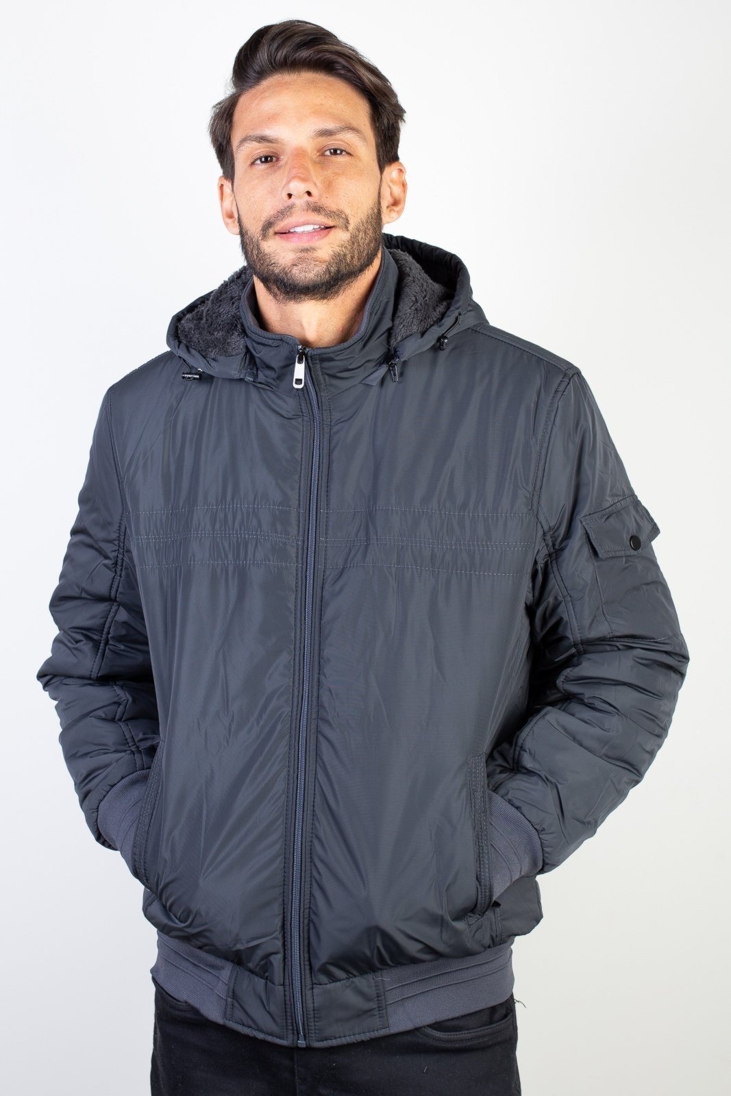 Imagem principal Jaqueta Enluaze Masculina Impermeável Com Capuz 94265 - Chumbo Enluaze bege