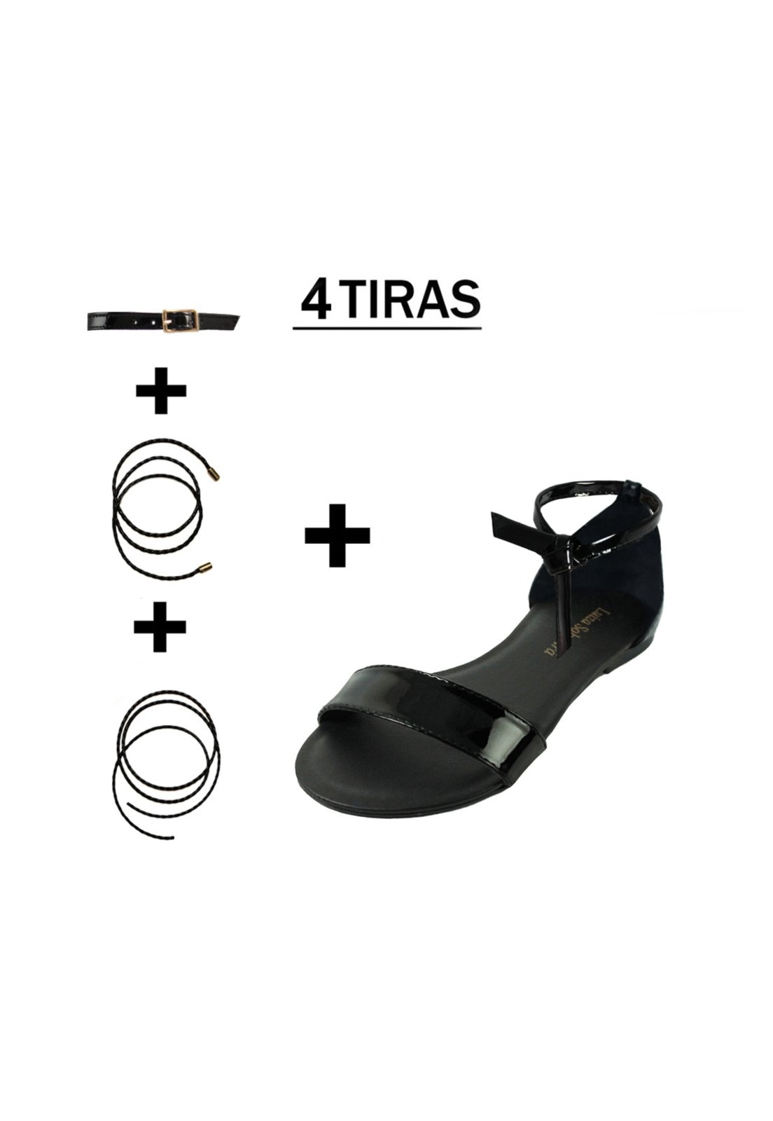 Imagem principal Rasteira Troca Tira Luiza Sobreira Verniz Mod. 2025-2 Luiza Sobreira preto