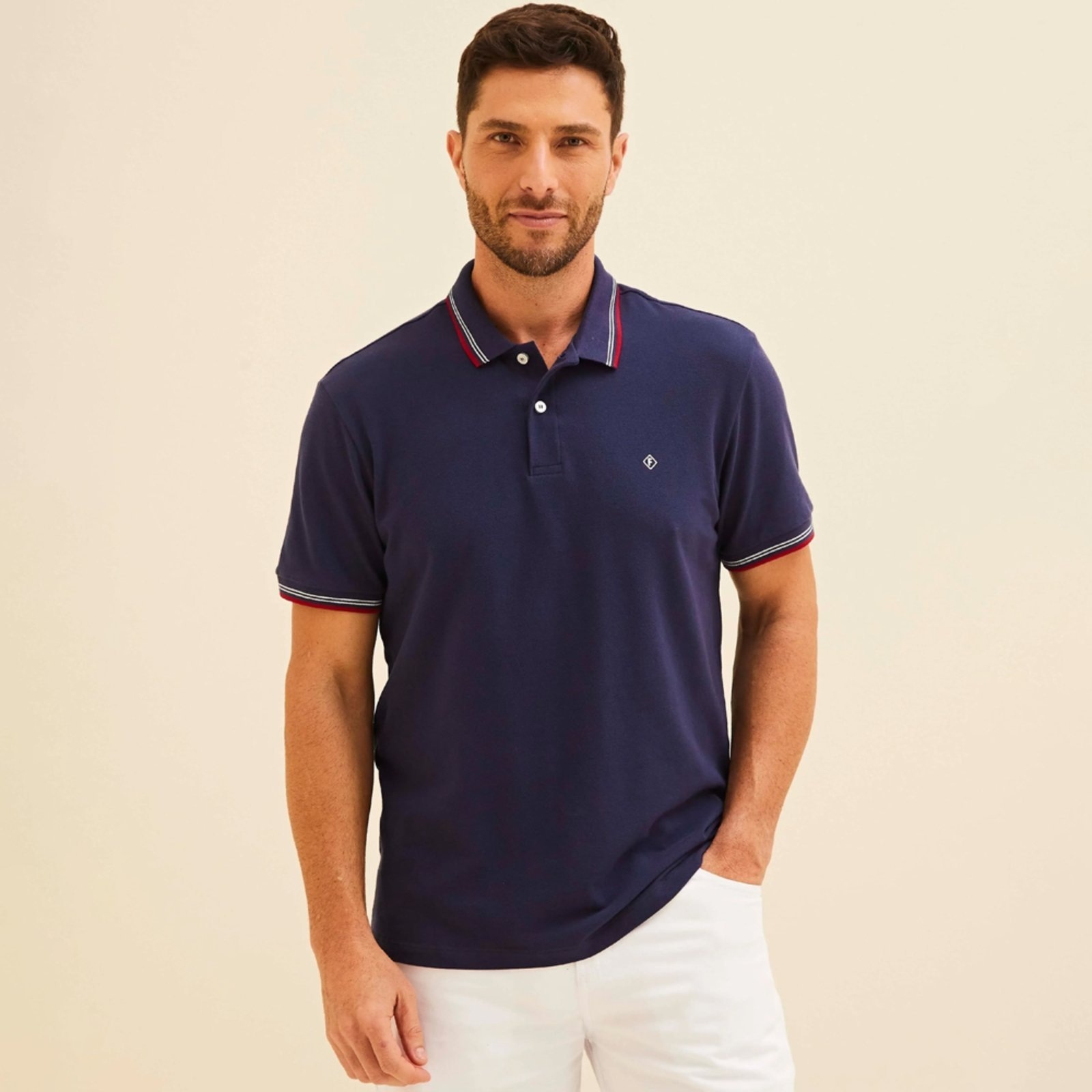 Imagem principal Camisa Polo Forum Faixas Ve26 Marinho Masculino Forum azul marinho