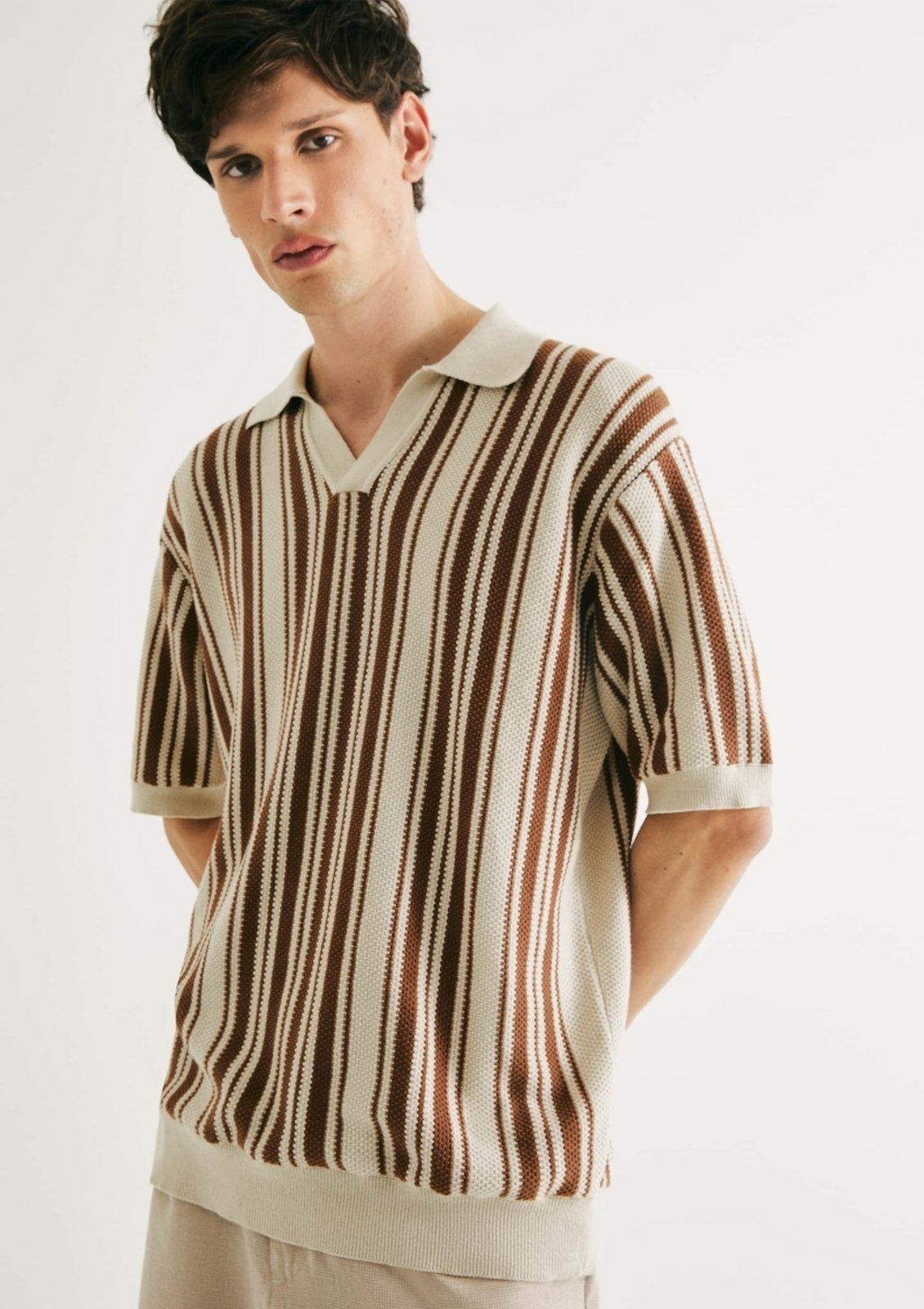 Imagem principal Polo Masculina Tricô Fio Tinto Hering marrom