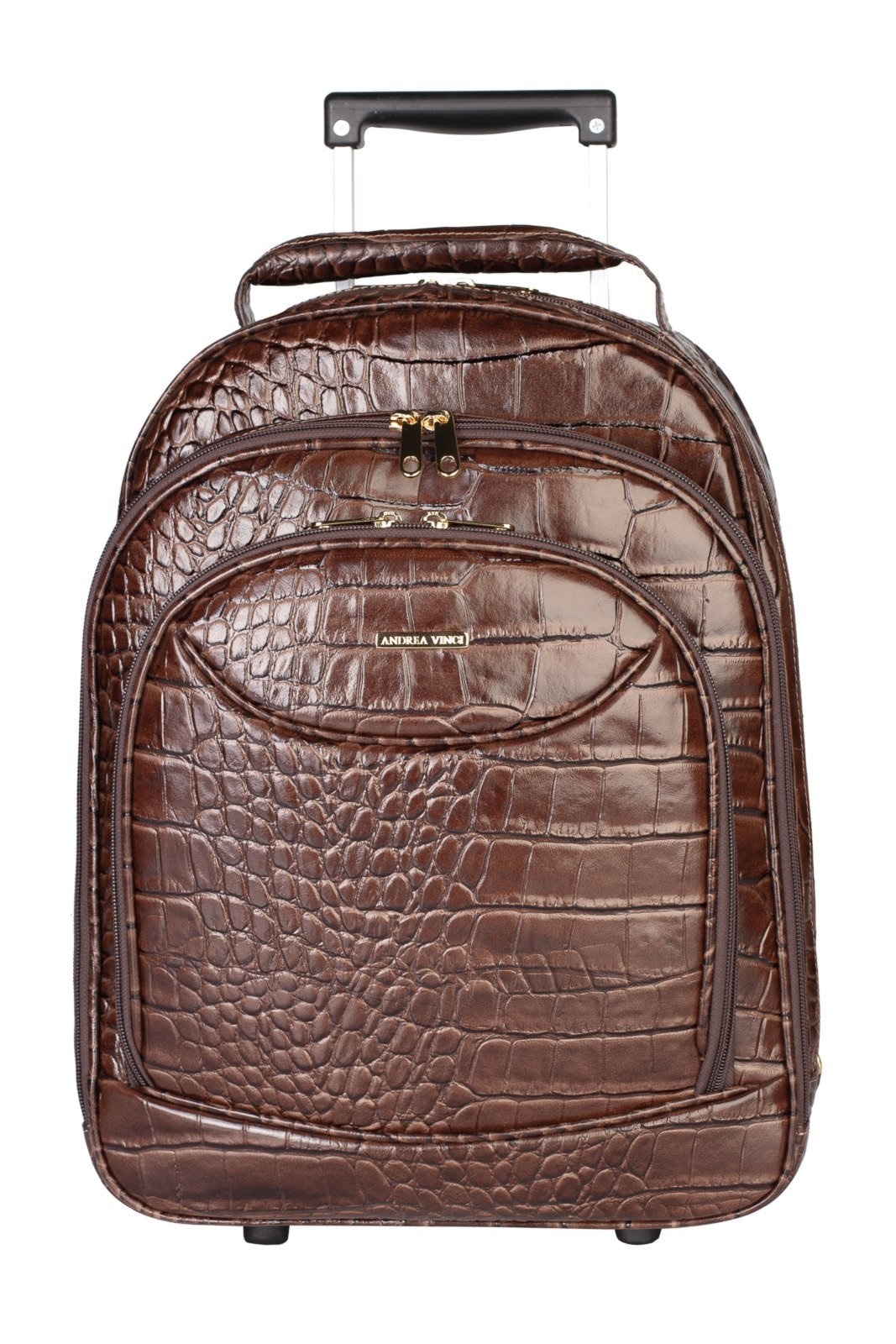 Imagem principal Mochila feminina com carrinho de couro croco Veneza Andrea Vinci café