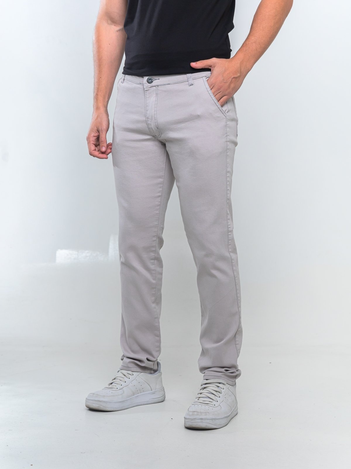 Imagem principal Calça Sarja Basica - 5 Estilos Confortavel e Casual Areia Masculina 5 ESTILOS cinza