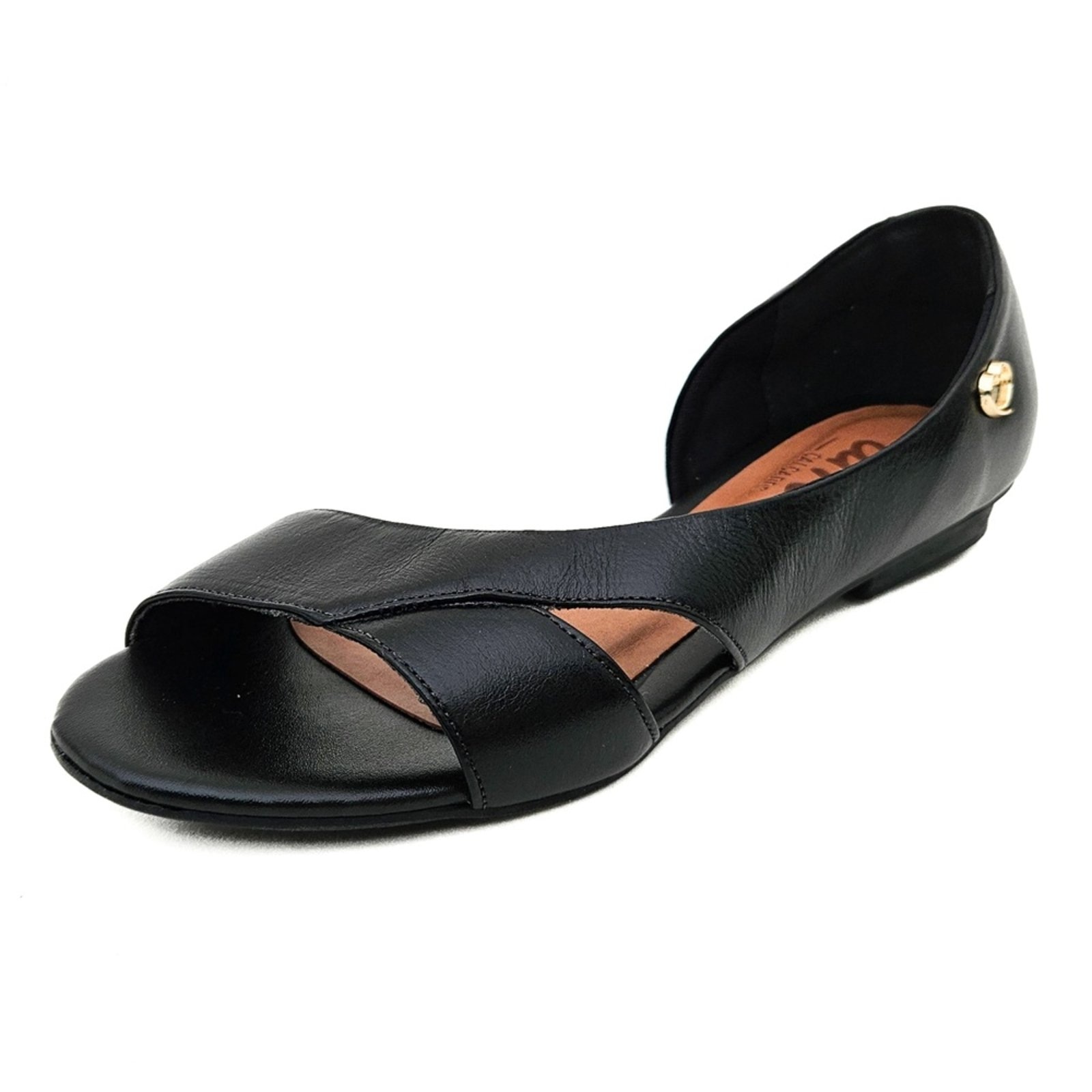 Imagem principal Sandália Rasteira em Couro Amo Calçados Moema Preta Amo Calçados preto