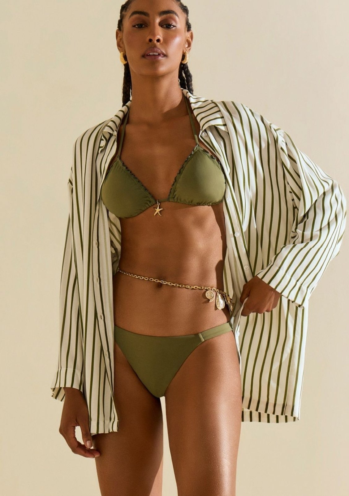 Imagem principal Biquíni Morena Rosa Cortininha Ripple Bojo Removível Calcinha Inteira Fi Verde Morena Rosa verde rosa