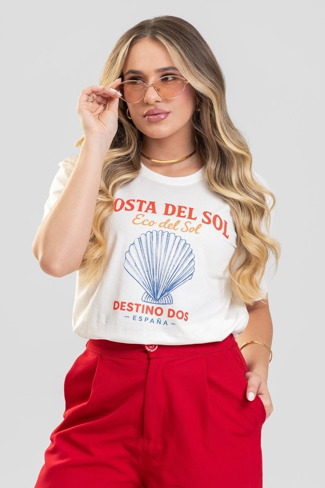 Imagem principal Camiseta Feminina Cianitas Off Estampa Costa Del Sol Cianitas off-white