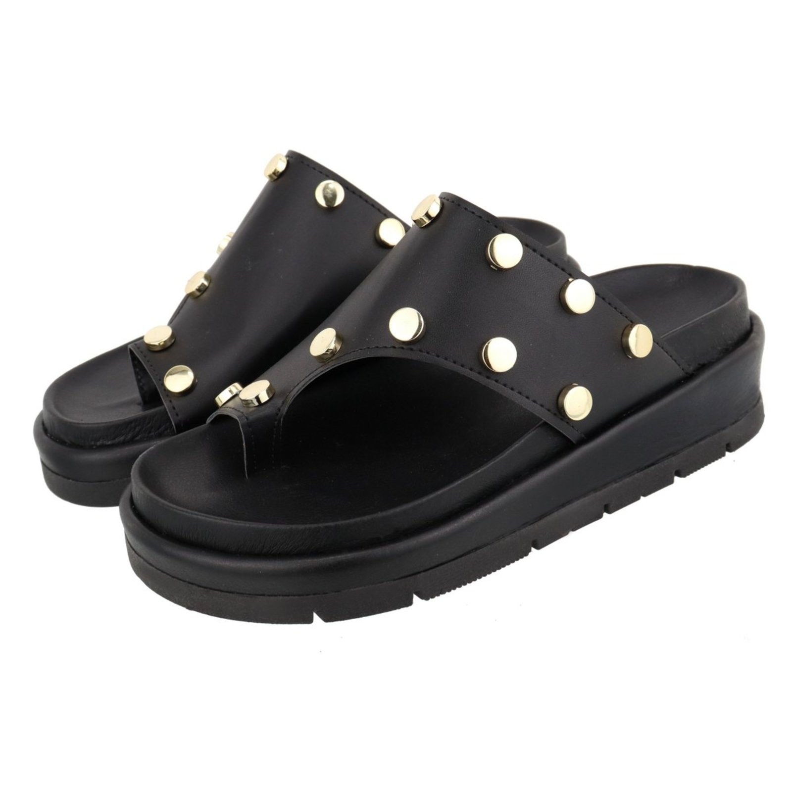 Imagem principal Sandália Papete Feminina Sola Alta Bolinhas Preta TELLINI STORE preto