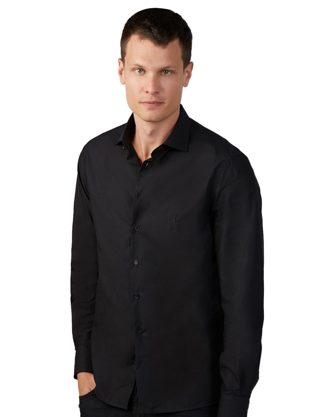 Imagem principal Camisa Dudalina Masculina Milano Tricoline Lisa Stretch Preta Dudalina preto