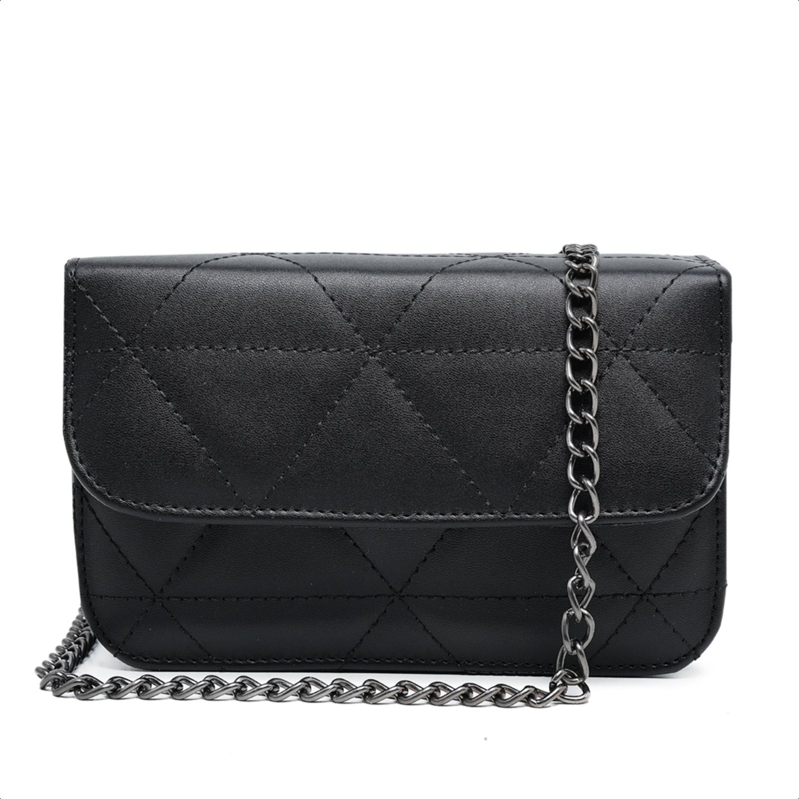 Imagem principal Bolsa Preta Pequena Feminina Quadrada Bordada Clutch Carteira De Mão Festa Alça Corrente De Ombro Elegante CARMELO SHOES preto