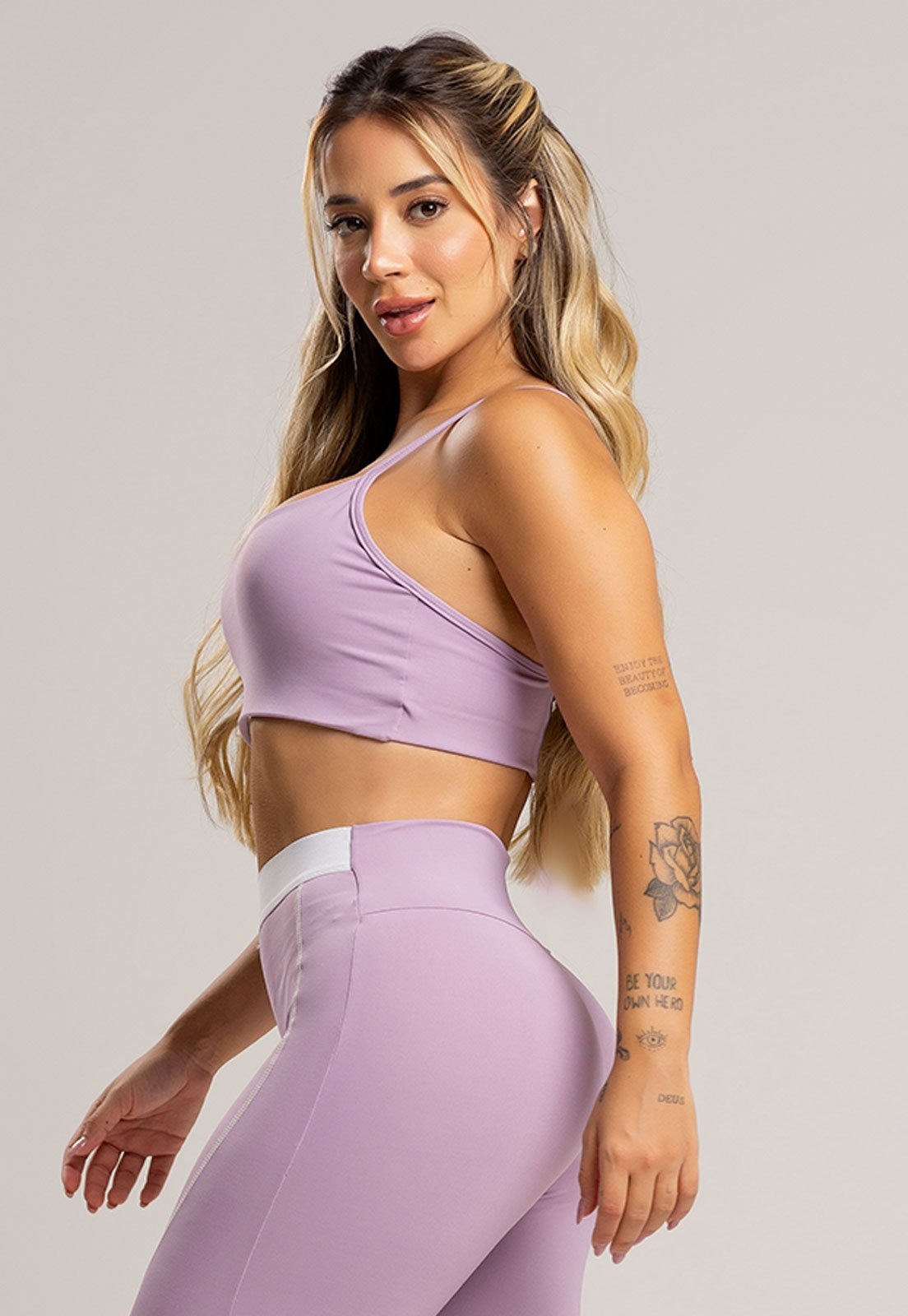 Imagem principal Top Cropped MVB Modas Fitness Alcinha de Regulagem Poliamida Lavanda Mvb Modas lilás lavanda