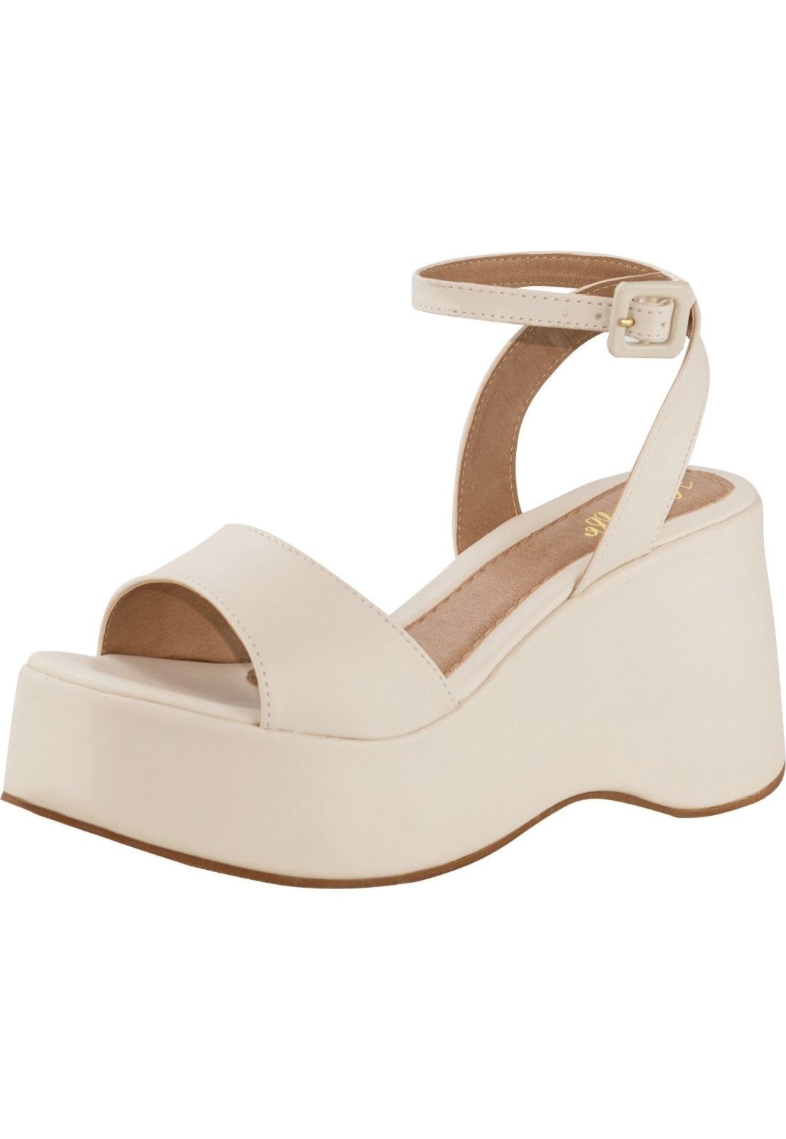 Imagem principal Sandália Feminina Lumiss Plataforma Anabela Meia Pata Confortável Off White LUMISS off-white white